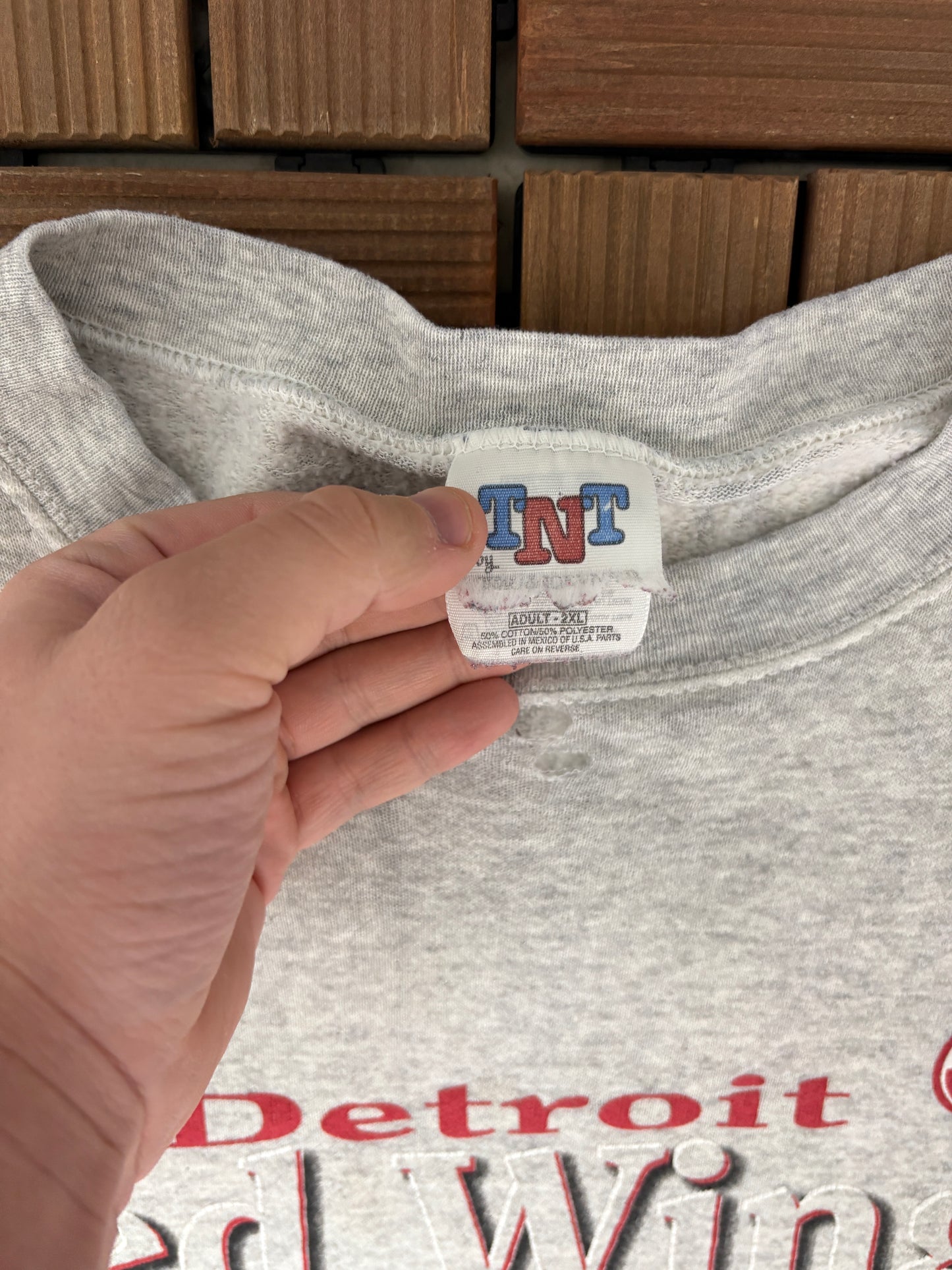 Detroit Red Wings Graphic Crewneck | Size XX-Large | Vintage 1990s NHL Hockey Grey Sweater |