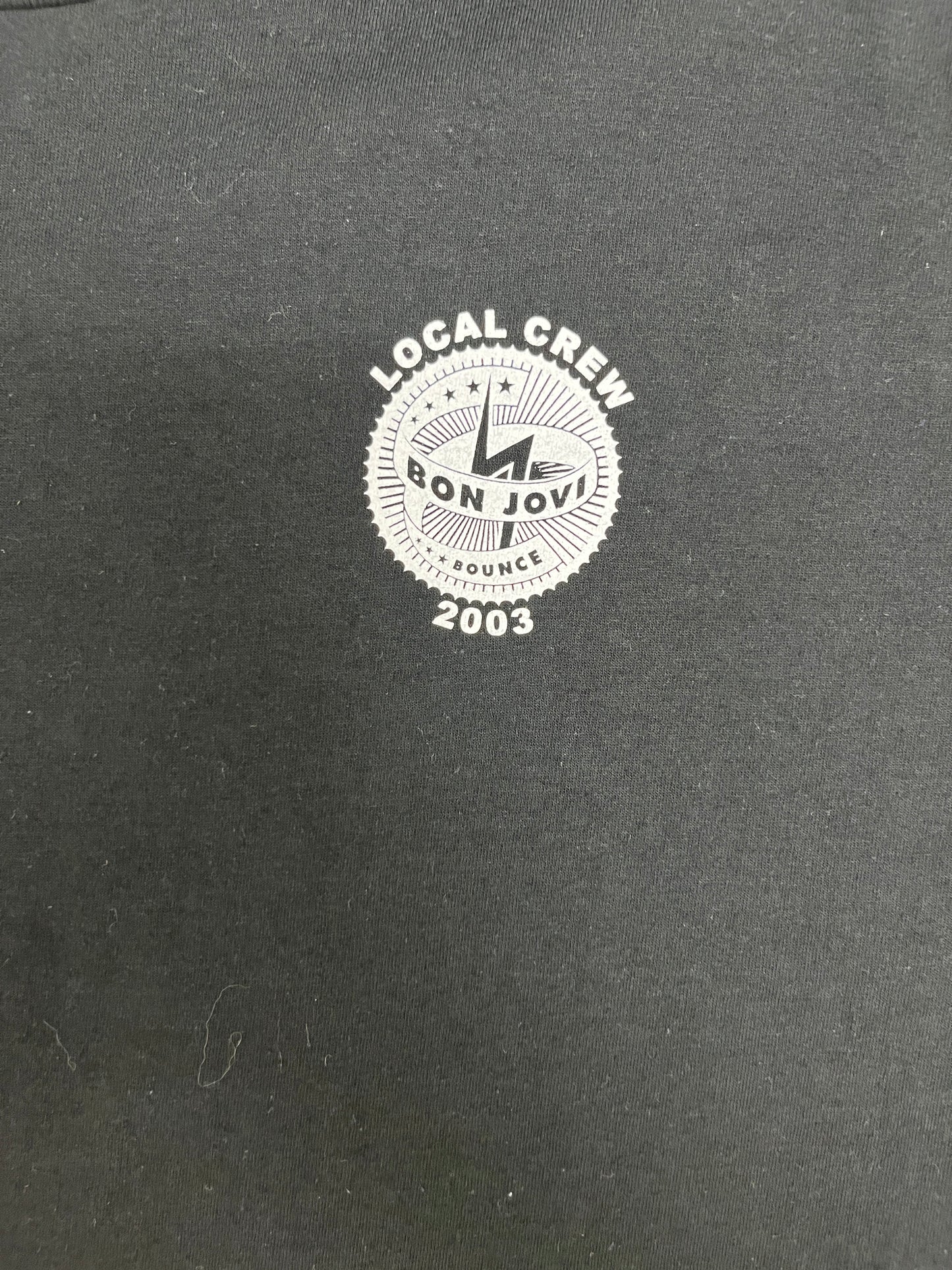 Bon Jovi Local Crew 2003 Tour Graphic Tee | Size X-Large | Vintage 2000s Rock Music Black T-Shirt |