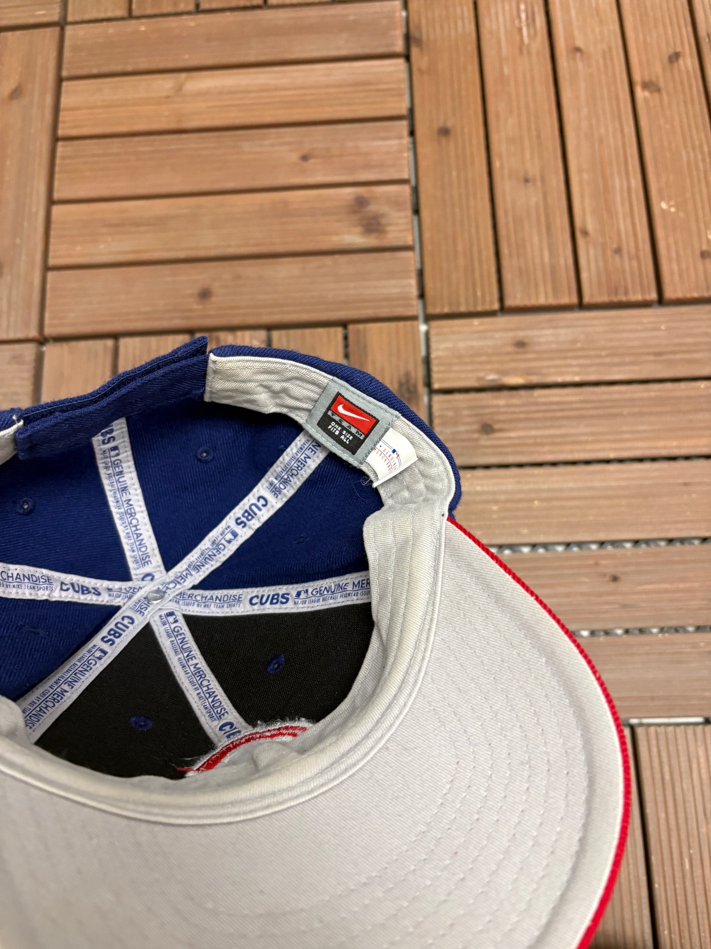 Chicago Cubs Nike Embroidered Graphic Hat | Strap Back | Vintage 2000s MLB Baseball Blue Cap |