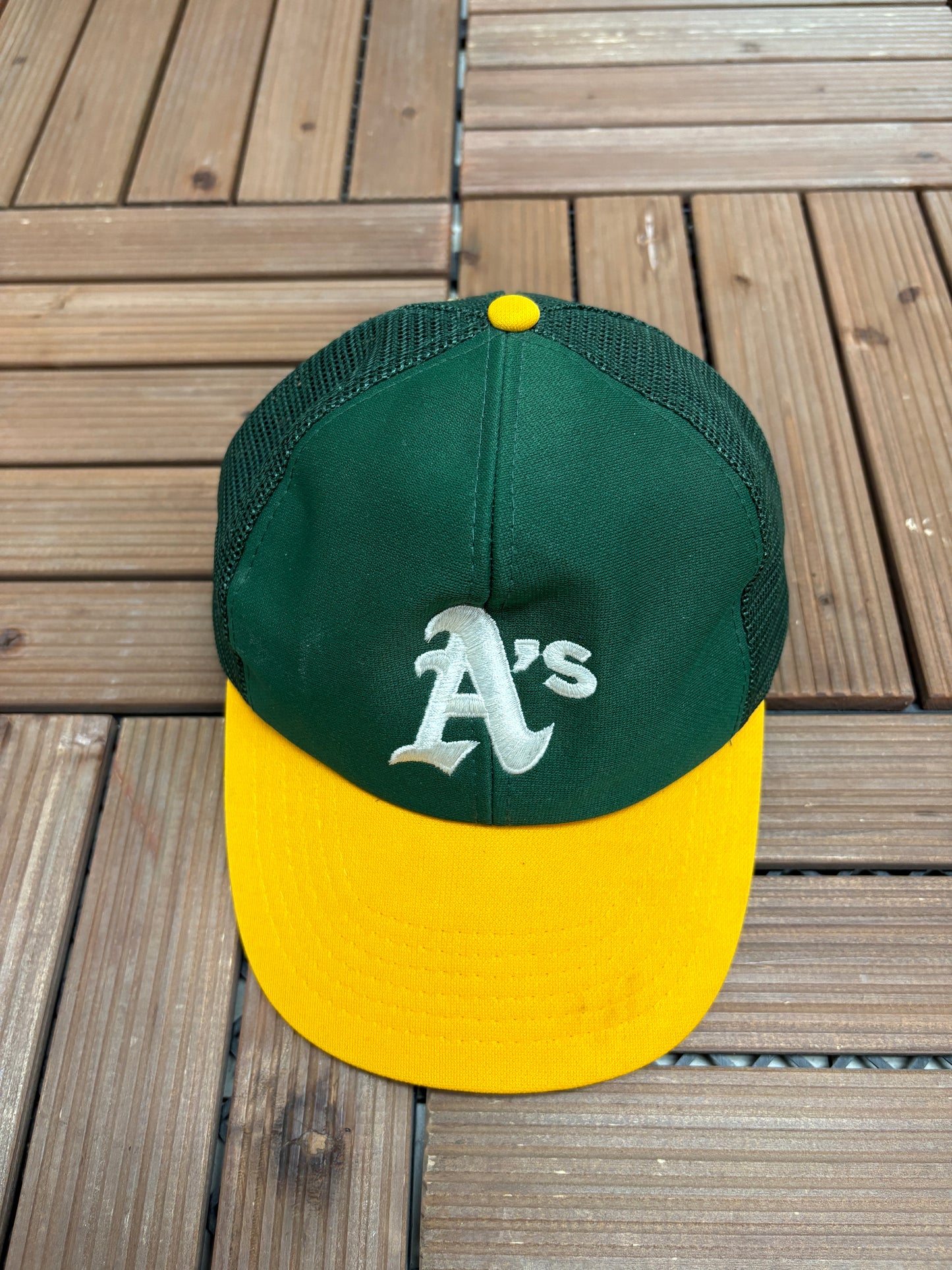 Oakland Athletics Embroidered Graphic Hat | Snap Back | Vintage 1990s MLB Baseball Green Cap |