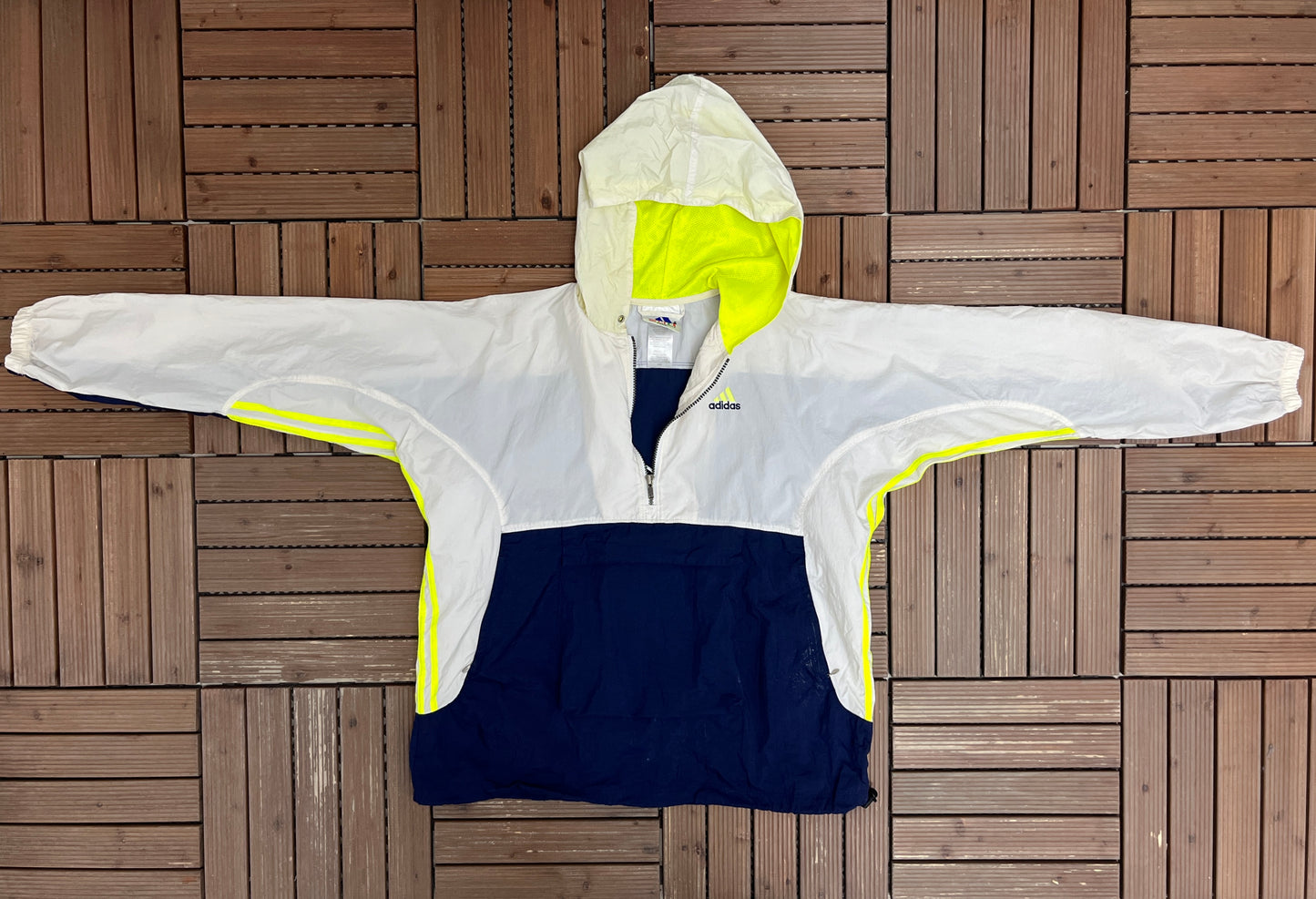Adidas Embroidered Logo Graphic Windbreaker | Size Large | Vintage 2000s Adidas White Jacket |