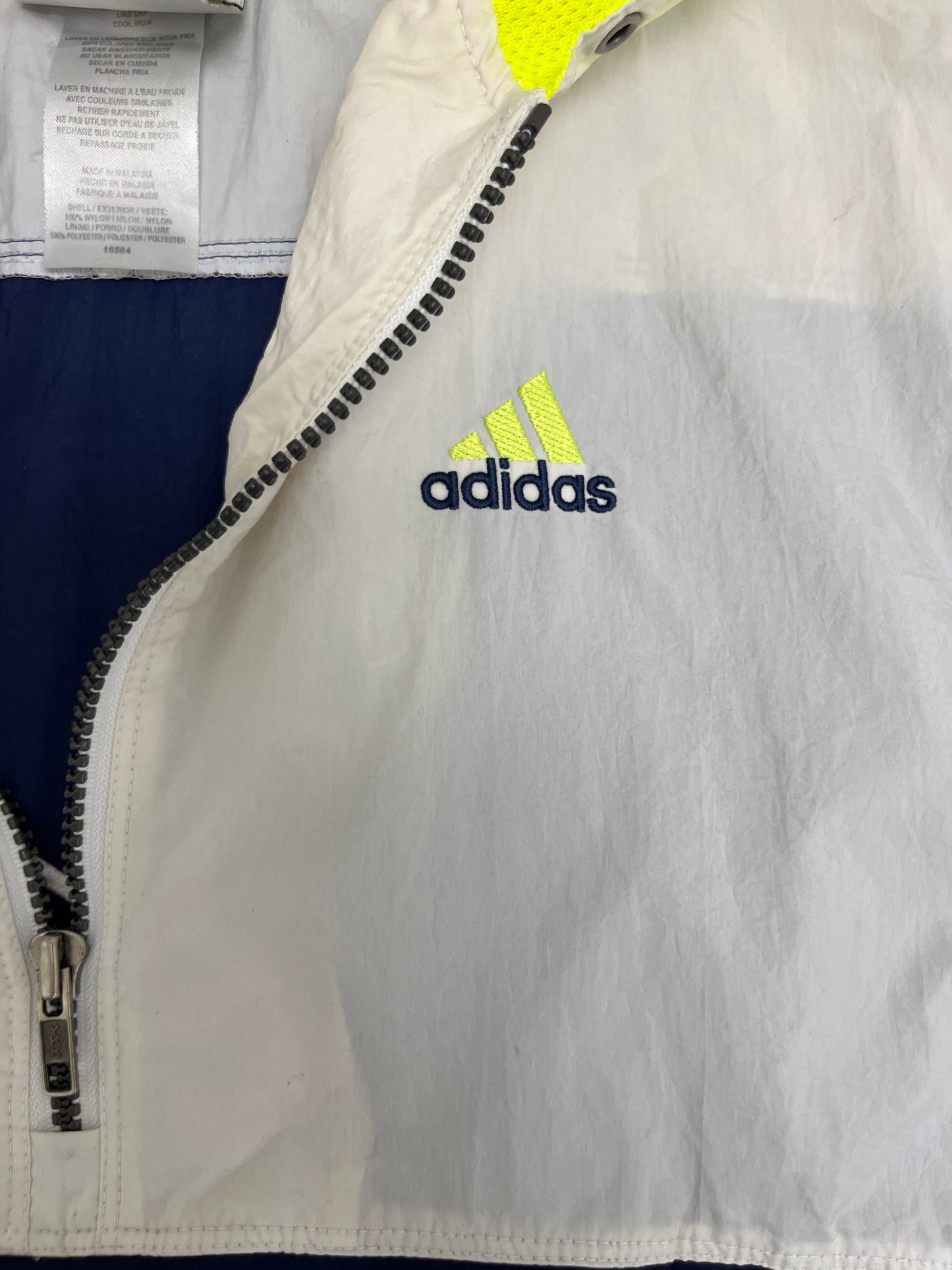 Adidas Embroidered Logo Graphic Windbreaker | Size Large | Vintage 2000s Adidas White Jacket |