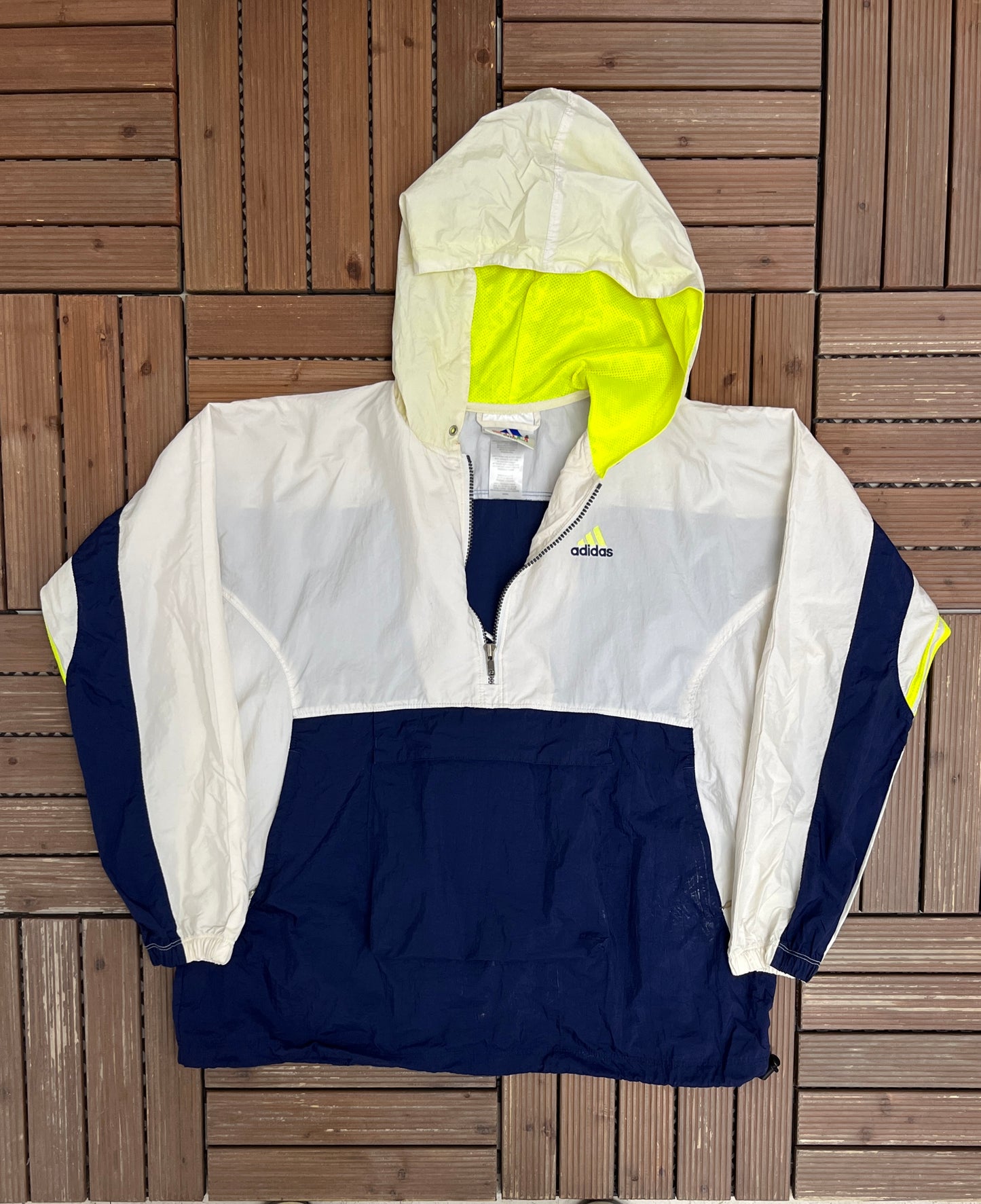 Adidas Embroidered Logo Graphic Windbreaker | Size Large | Vintage 2000s Adidas White Jacket |