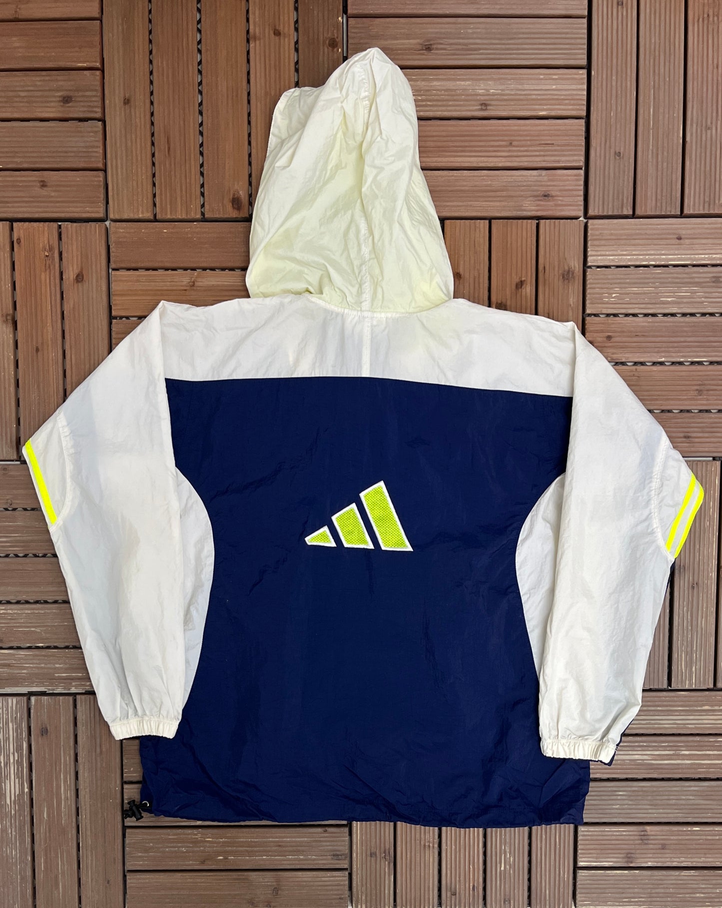 Adidas Embroidered Logo Graphic Windbreaker | Size Large | Vintage 2000s Adidas White Jacket |