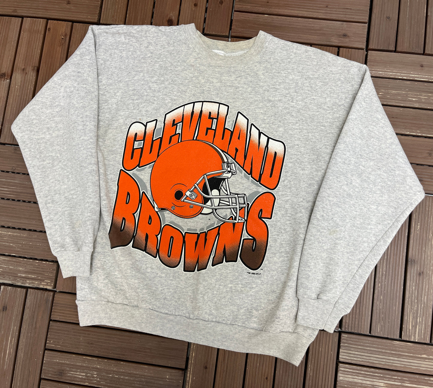 Cleveland Browns Graphic Crewneck | Size X-Large | Vintage 1990s NFL Football Grey Sweater |