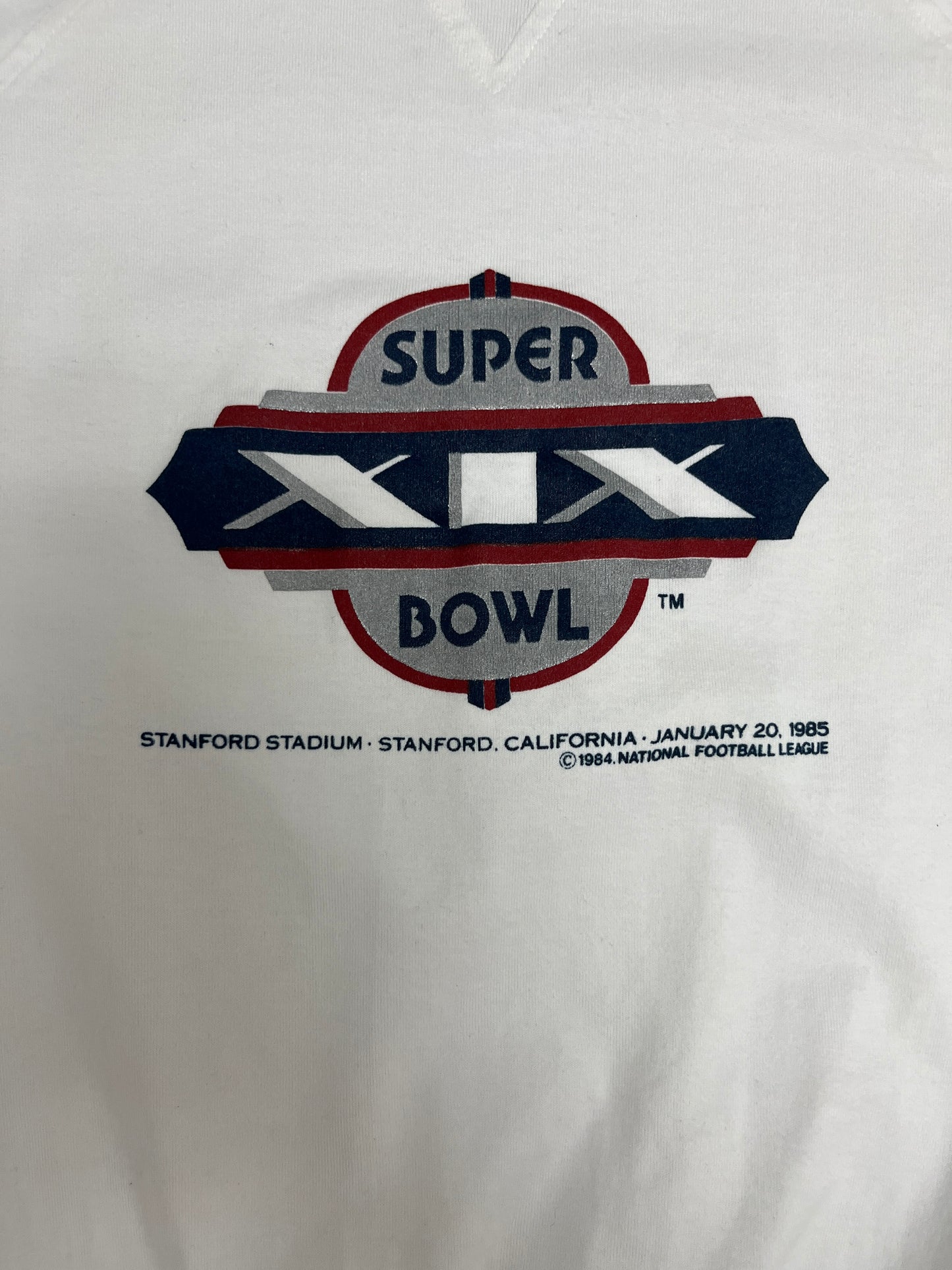 Super Bowl XIX Graphic Crewneck | Size Large | Vintage 1980s NFL Football White Sweater |