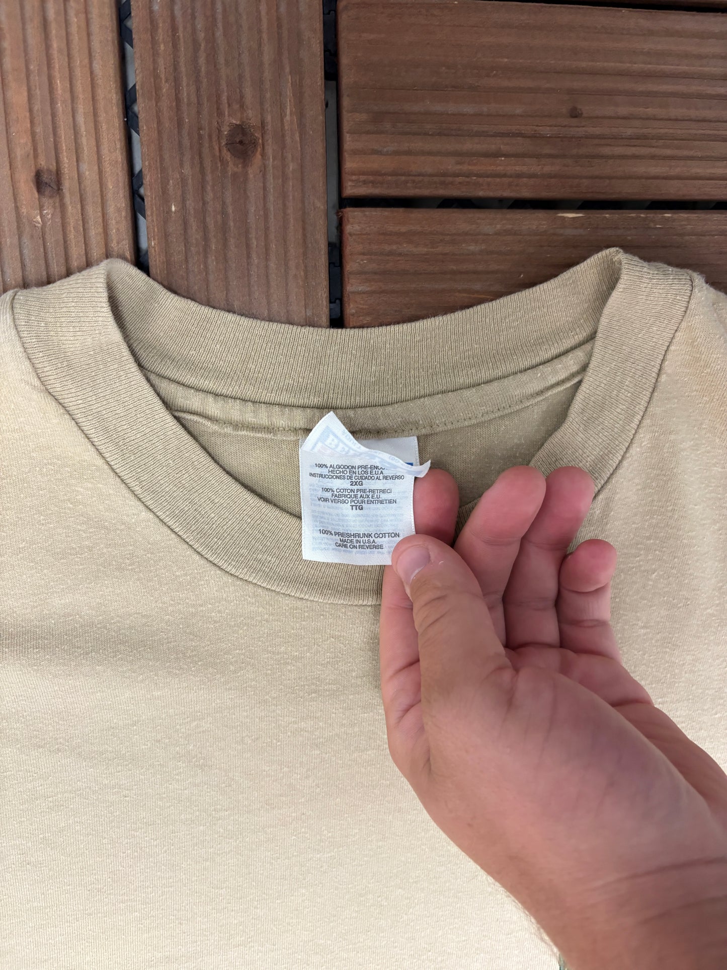 Zebra & Giraffe Big Print Graphic Tee | Size XX-Large | Vintage 1990s Animal Beige T-Shirt |