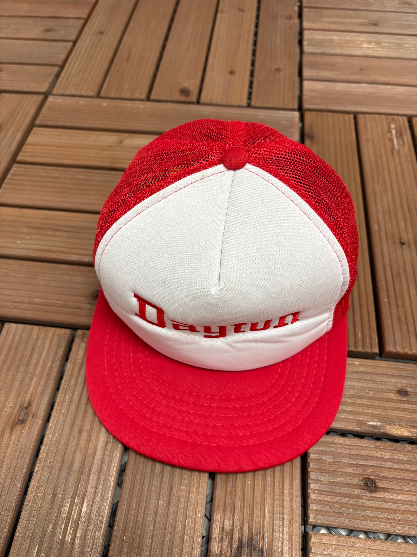 Daytona Flyers Graphic Hat | Snap Back | Vintage 1990s College Trucker White Cap |