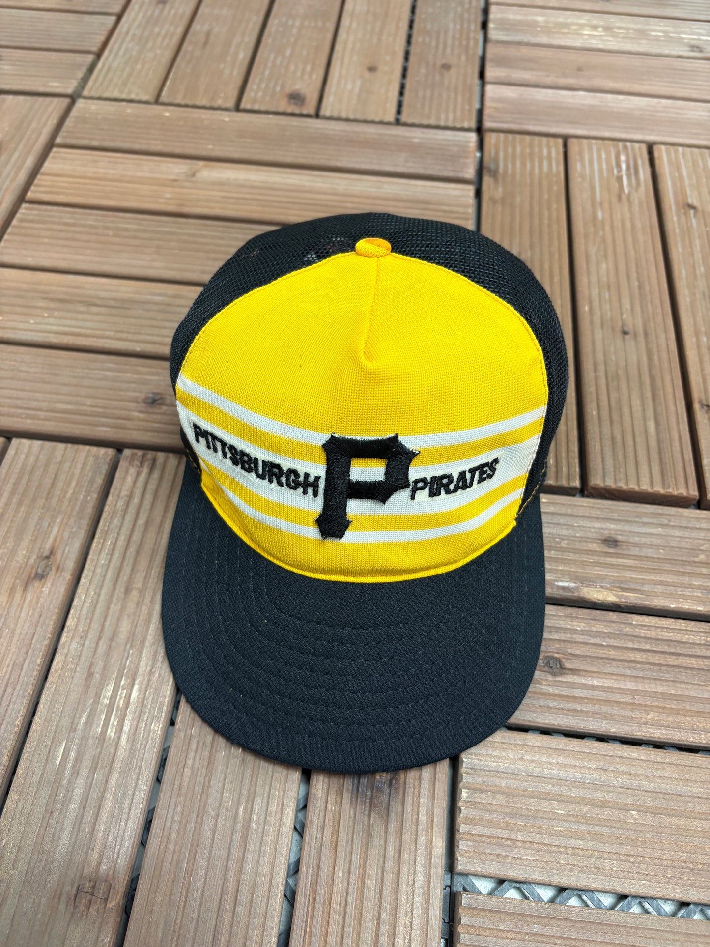 Pittsburgh Pirates Stitched Hat | Snap Back | Vintage 1980s MLB Baseball Black Cap |