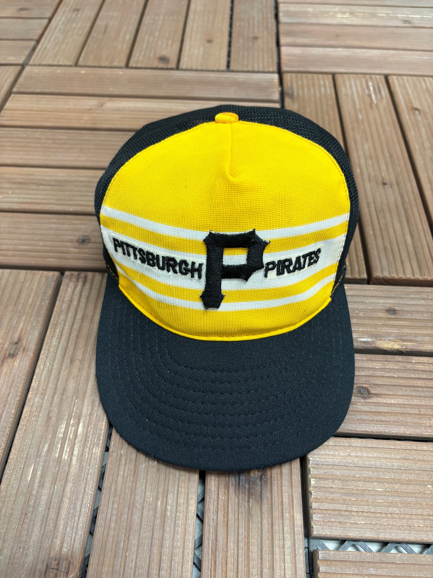Pittsburgh Pirates Stitched Hat | Snap Back | Vintage 1980s MLB Baseball Black Cap |
