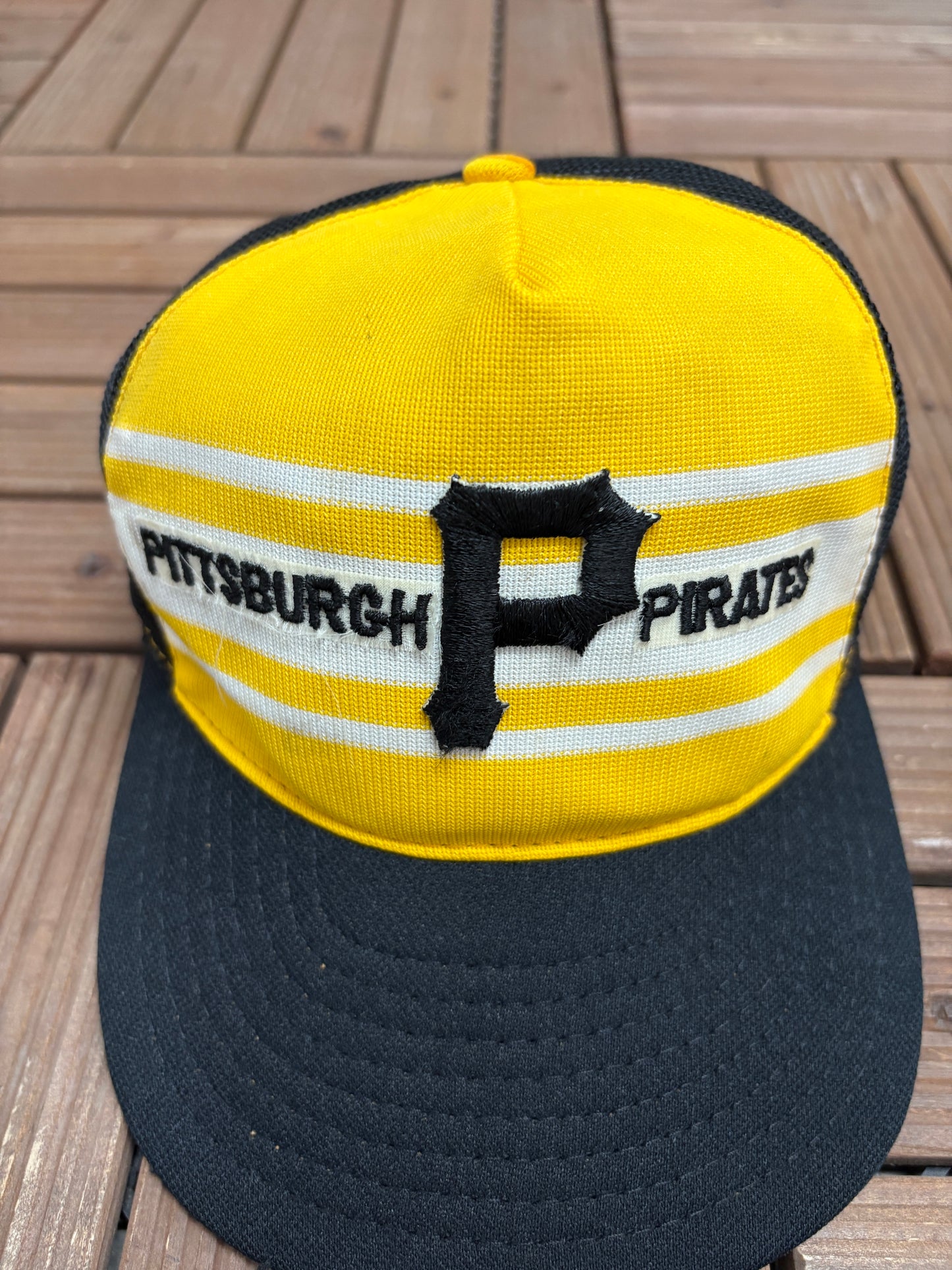 Pittsburgh Pirates Stitched Hat | Snap Back | Vintage 1980s MLB Baseball Black Cap |