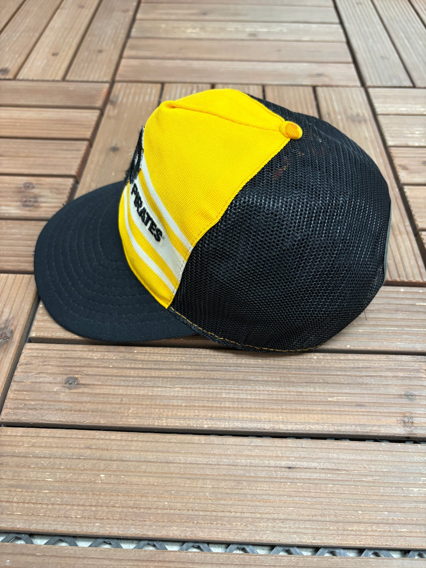 Pittsburgh Pirates Stitched Hat | Snap Back | Vintage 1980s MLB Baseball Black Cap |