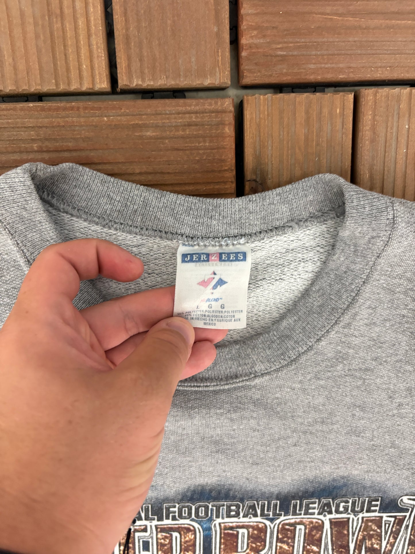 New England Patriots vs Carolina Panthers Super Bowl Graphic Crewneck | Size Large | Vintage 2000s NFL Football Grey Sweater |