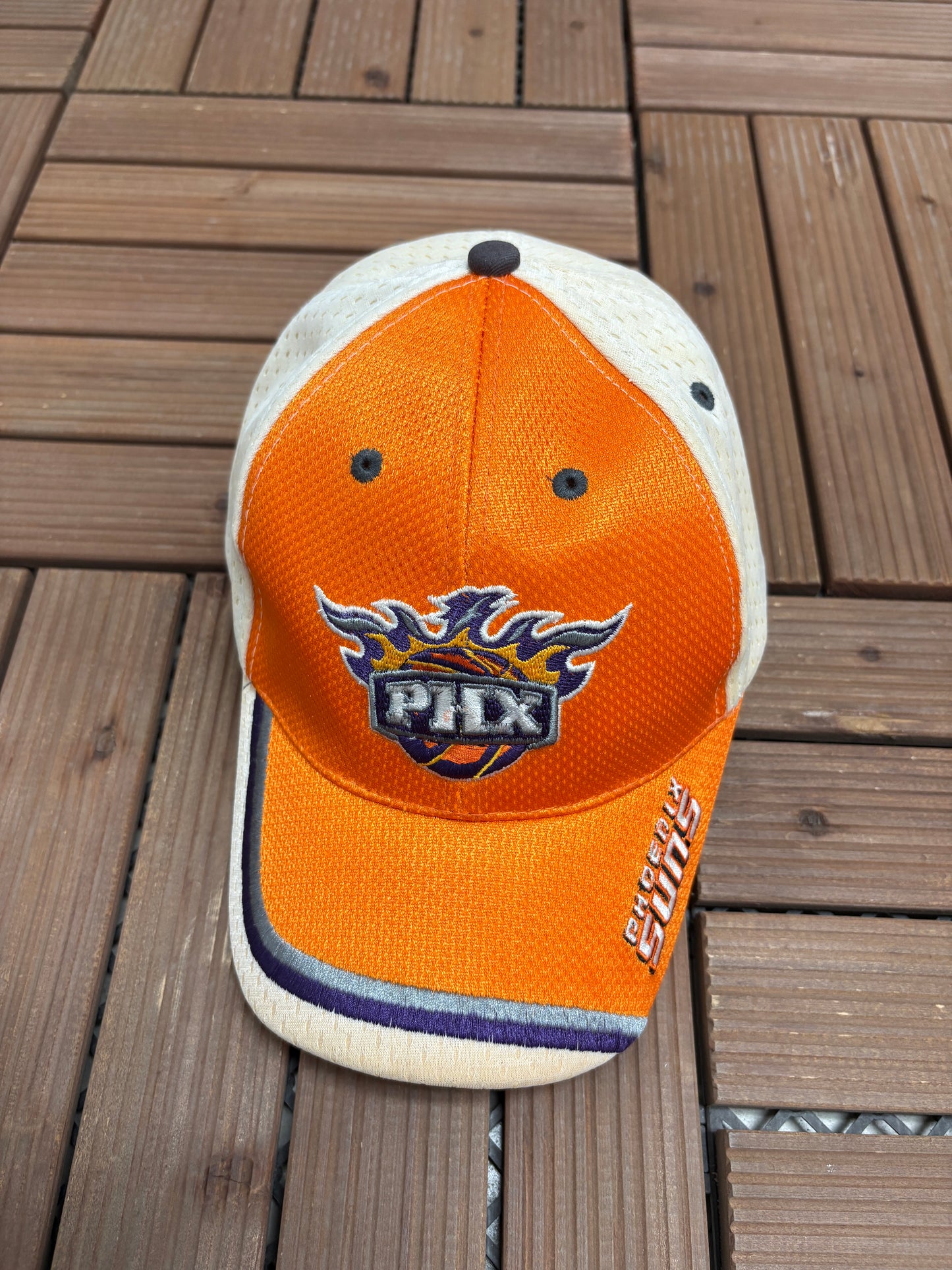 Phoenix Suns Embroidered Graphic Hat | Strap Back | Vintage 2000s NBA Basketball Orange Cap |