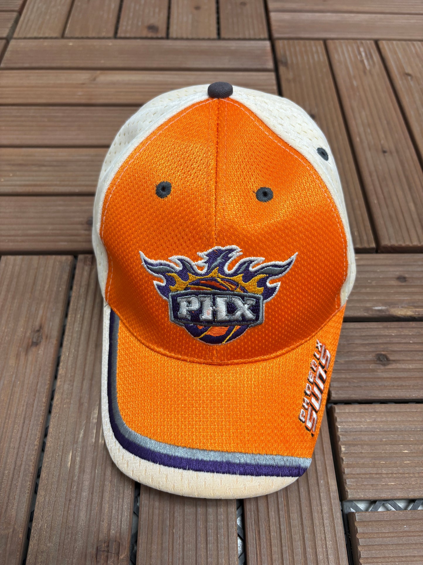 Phoenix Suns Embroidered Graphic Hat | Strap Back | Vintage 2000s NBA Basketball Orange Cap |