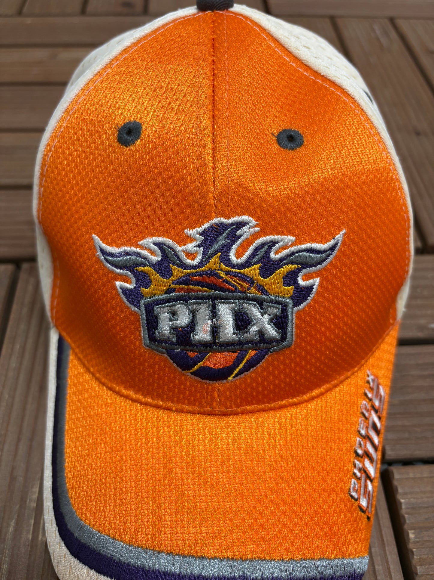Phoenix Suns Embroidered Graphic Hat | Strap Back | Vintage 2000s NBA Basketball Orange Cap |