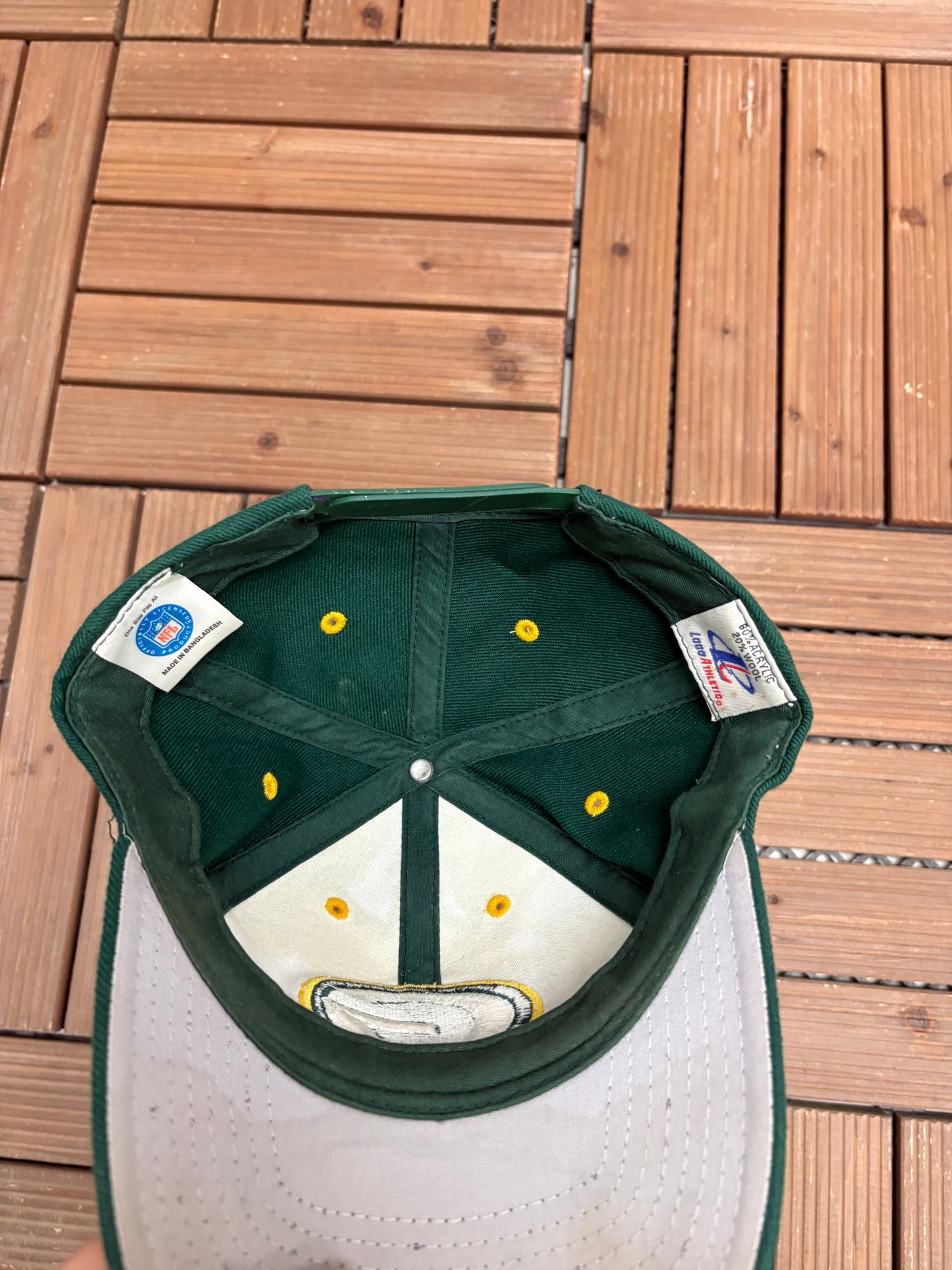 Green Bay Packers Graphic Hat | Snap Back | Vintage 1990s NFL Football Green Cap |