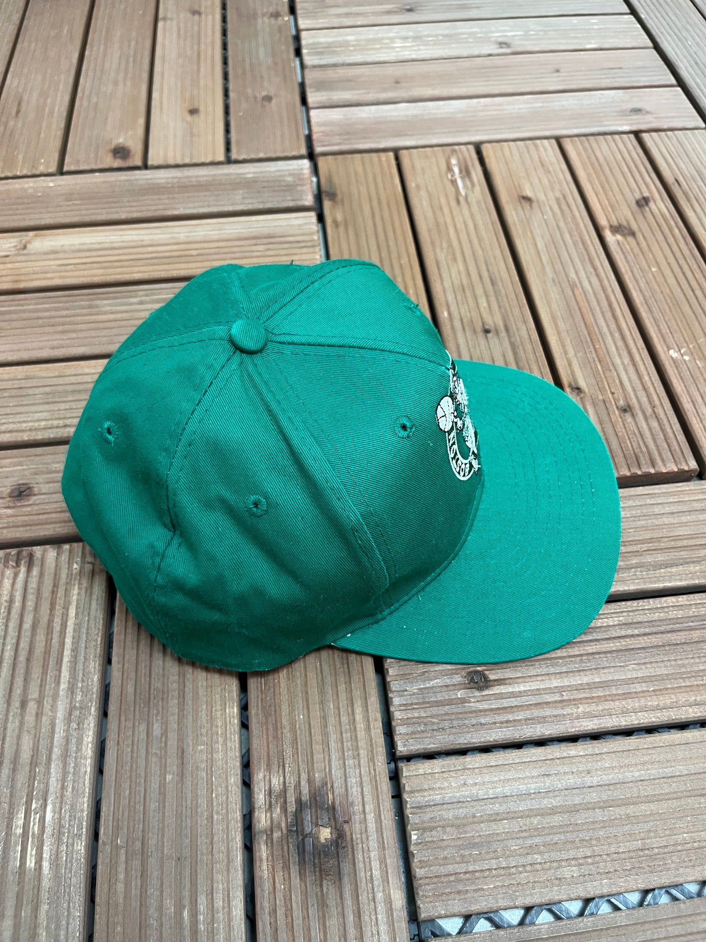 Boston Celtics Graphic Hat | Snap Back | Vintage 1990s NBA Basketball Green Cap |