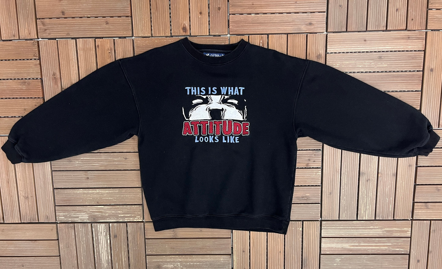 Big Dogs This Is What Attitude Looks Like Graphic Crewneck | Size Small | Vintage 2000s Promotional Black Sweater |