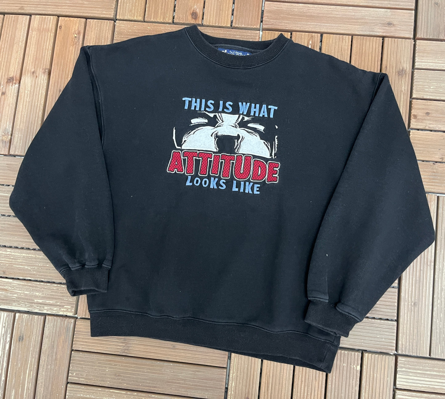 Big Dogs This Is What Attitude Looks Like Graphic Crewneck | Size Small | Vintage 2000s Promotional Black Sweater |