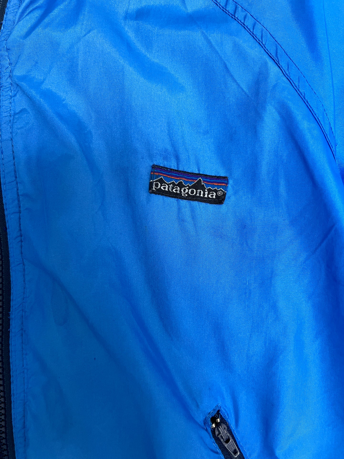 Patagonia Logo Graphic Windbreaker | Size Small | Vintage 2000s Patagonia Blue Jacket |