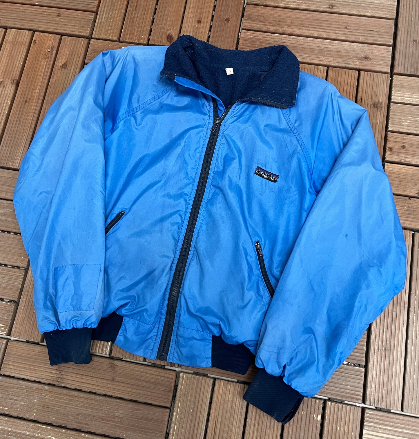 Patagonia Logo Graphic Windbreaker | Size Small | Vintage 2000s Patagonia Blue Jacket |