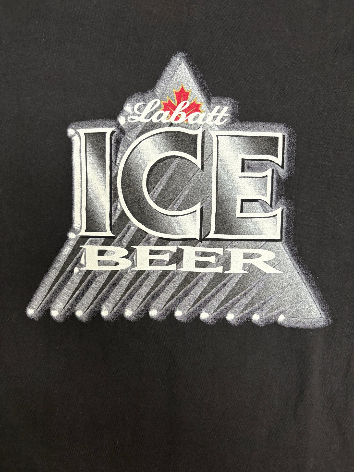 Labatt Ice Beer Graphic Tee | Size X-Large | Vintage 1990s Promotional Black T-Shirt |