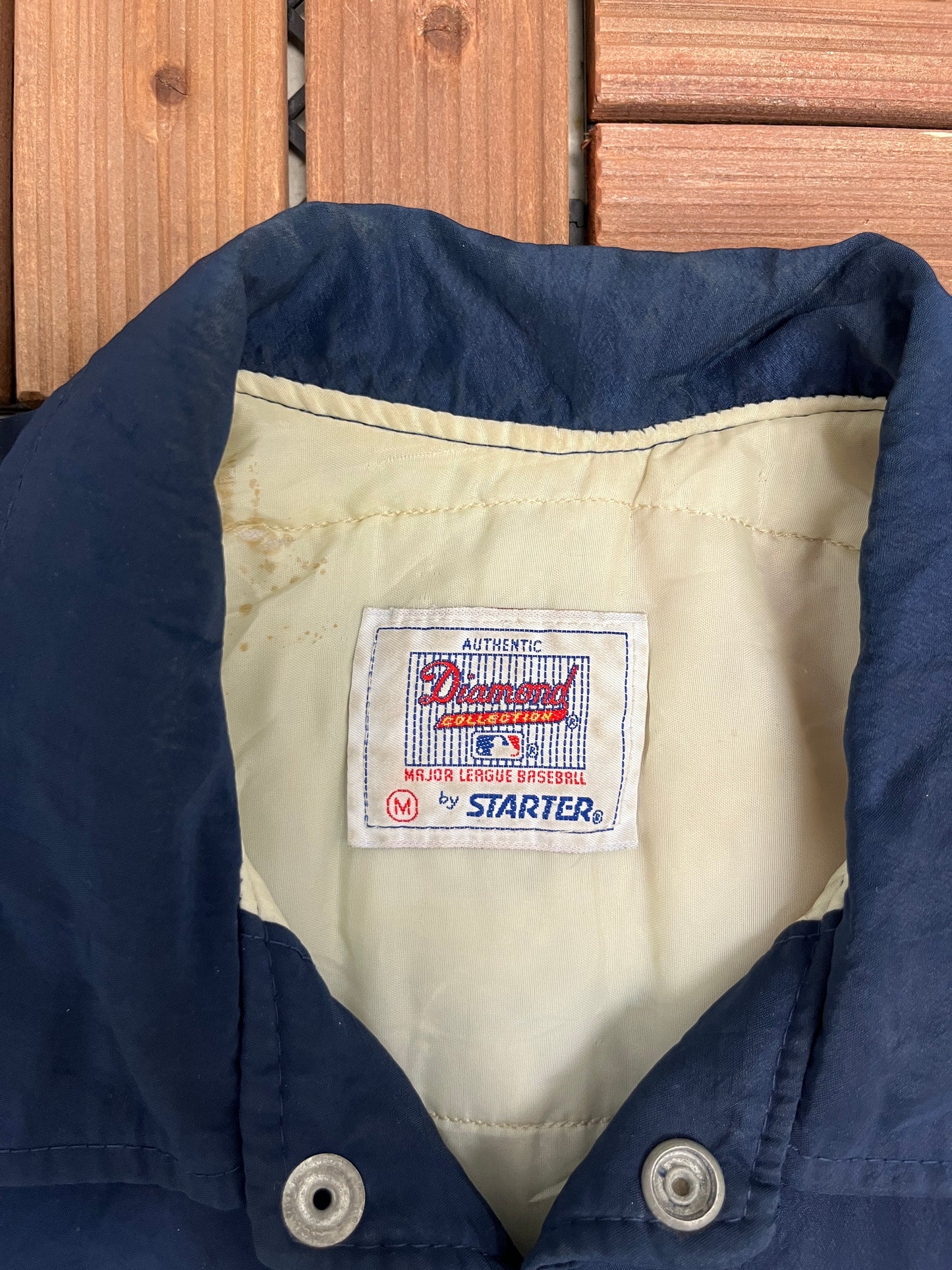 Cleveland Indians Stitched Jacket | Size Medium | Vintage 1990s MLB Baseball Blue Starter Jacket |
