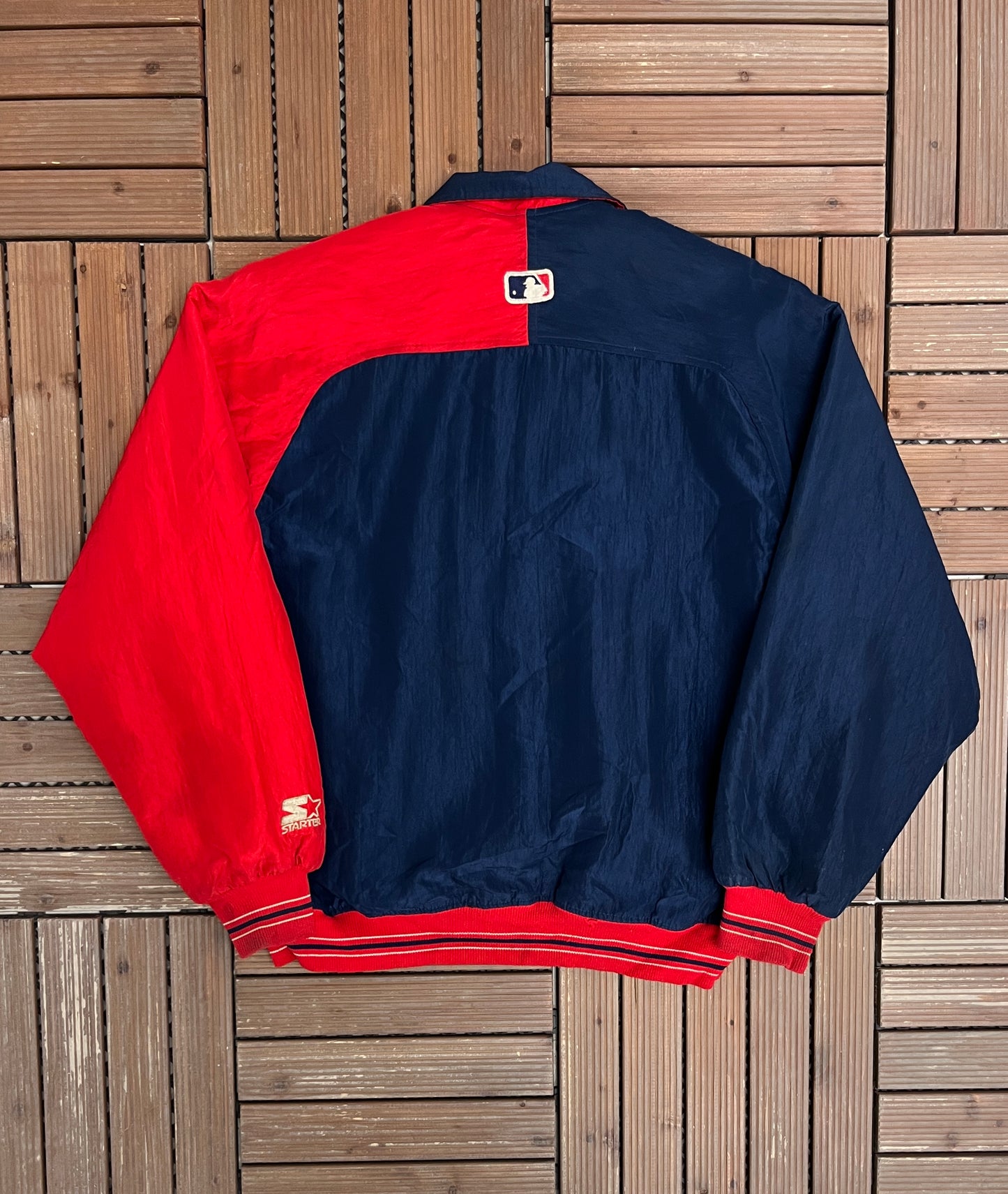 Cleveland Indians Stitched Jacket | Size Medium | Vintage 1990s MLB Baseball Blue Starter Jacket |