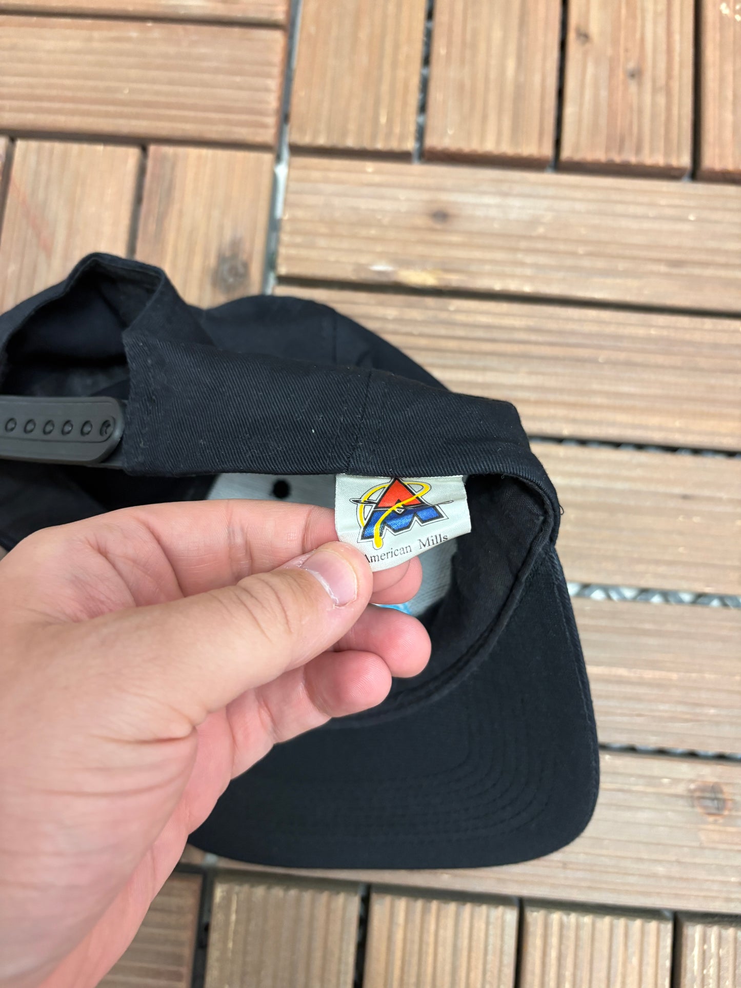 Coca-Cola Polar Bear Embroidered Graphic Hat | Snap Back | Vintage 1990s Promotional Black Cap |