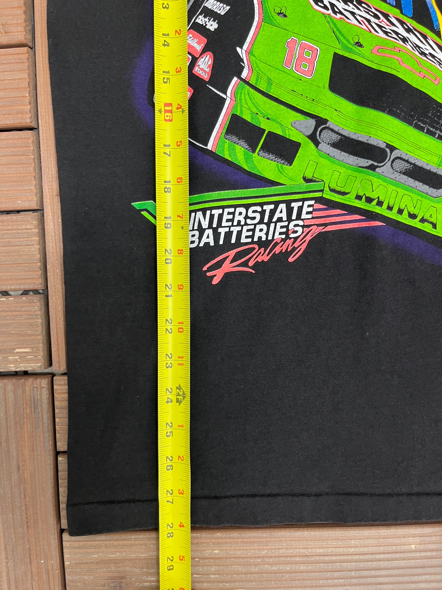 Dale Jarrett Interstate Batteries Graphic Tee | Size Medium | Vintage 1990s NASCAR Racing Black T-Shirt |