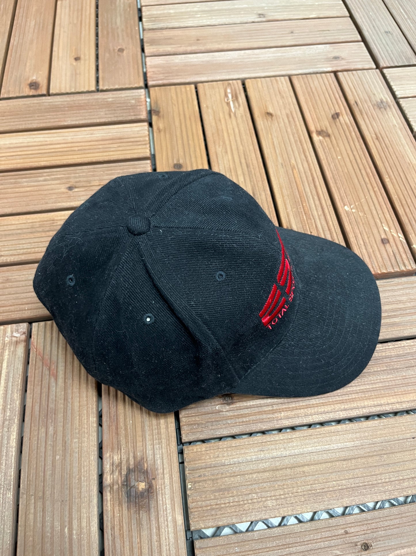 ESPN Total Sports Network Embroidered Graphic Hat | Metal Clasp | Vintage 2000s Promotional Black Cap |