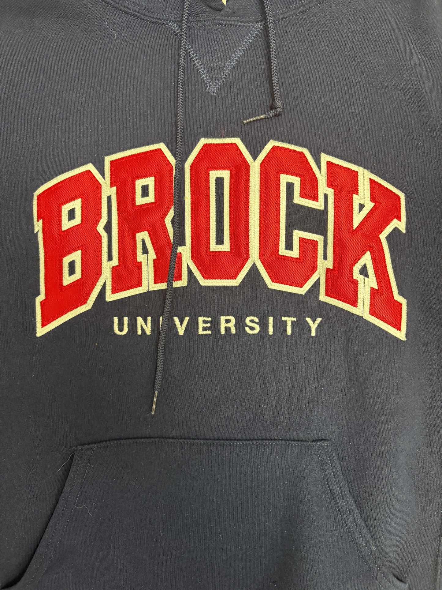 Brock University Embroidered Graphic Hoodie | Size Small | Vintage 2000s Russell College Blue Sweatshirt |
