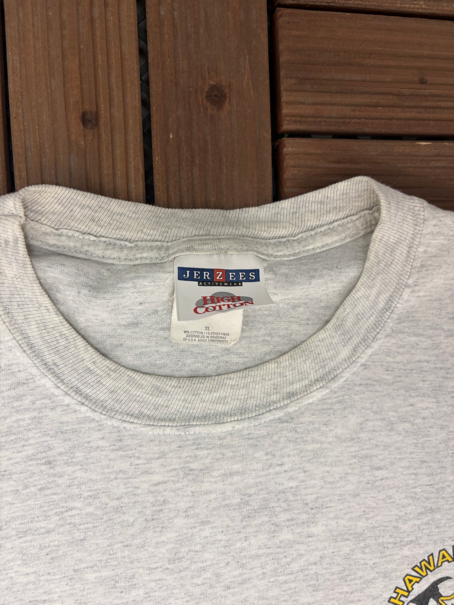 Hawaii State Fire Fighter Graphic Tee | Size X-Large | Vintage 1990s Promotional Grey T-Shirt |