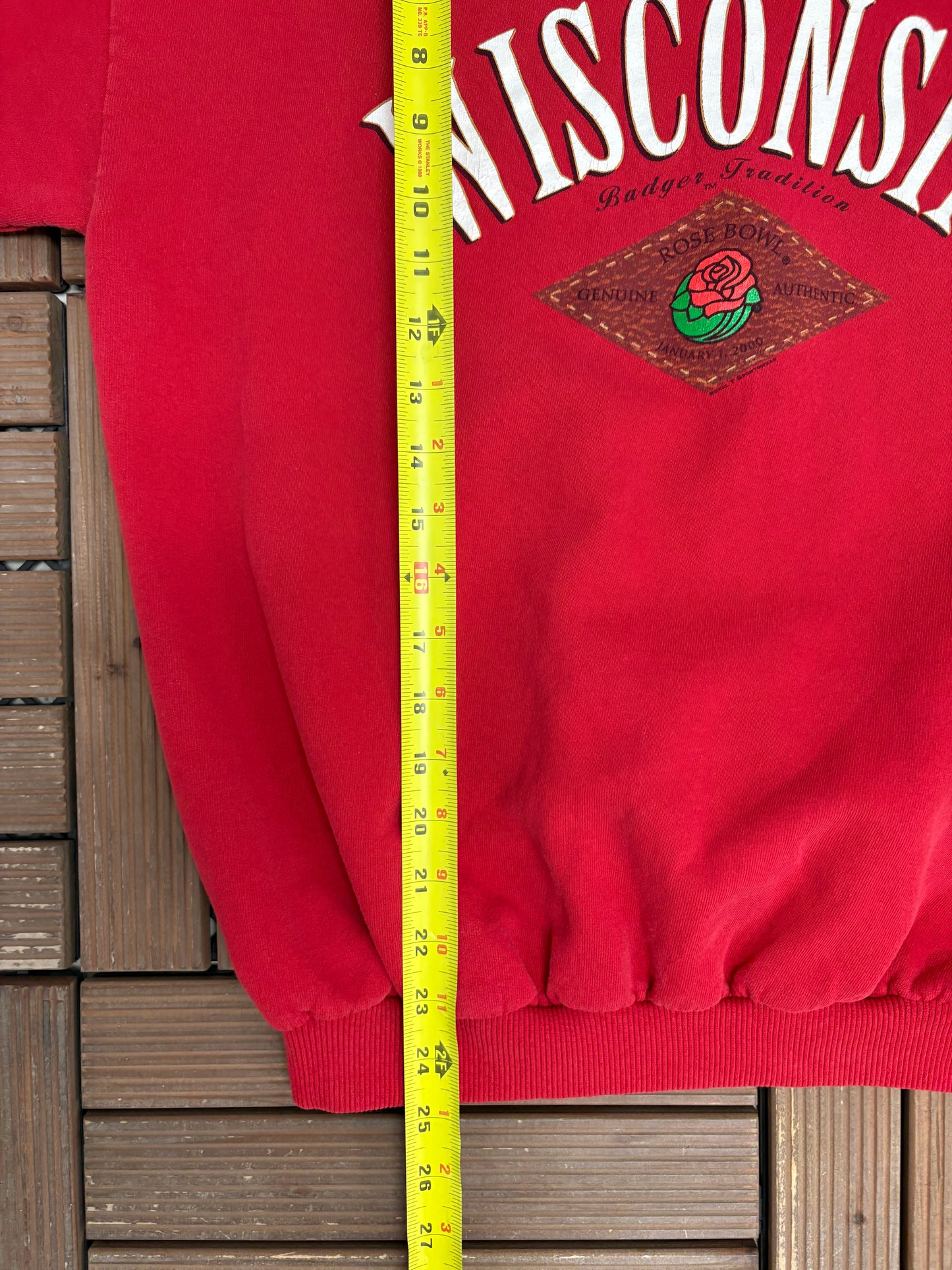 Wisconsin Badgers Rose Bowl 2000 Graphic Crewneck | Size Medium | Vintage 1990s College Red Sweater |