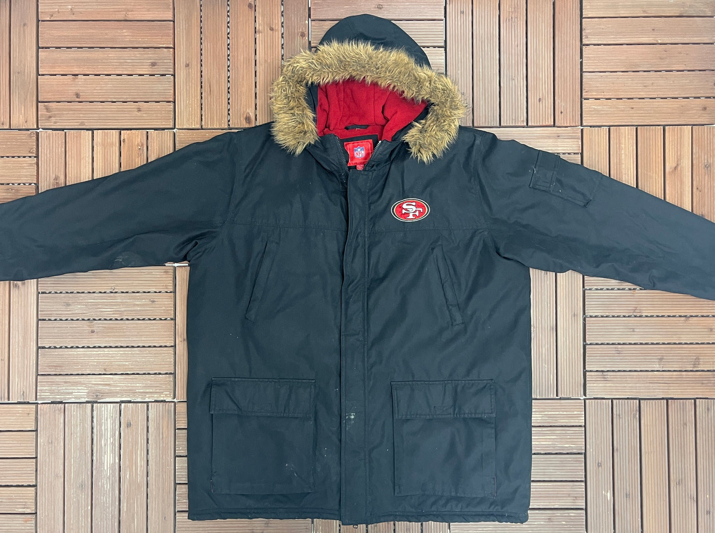 San Francisco 49ers Graphic Jacket | Size XX-Large | Vintage 2000s NFL Football Black Jacket |