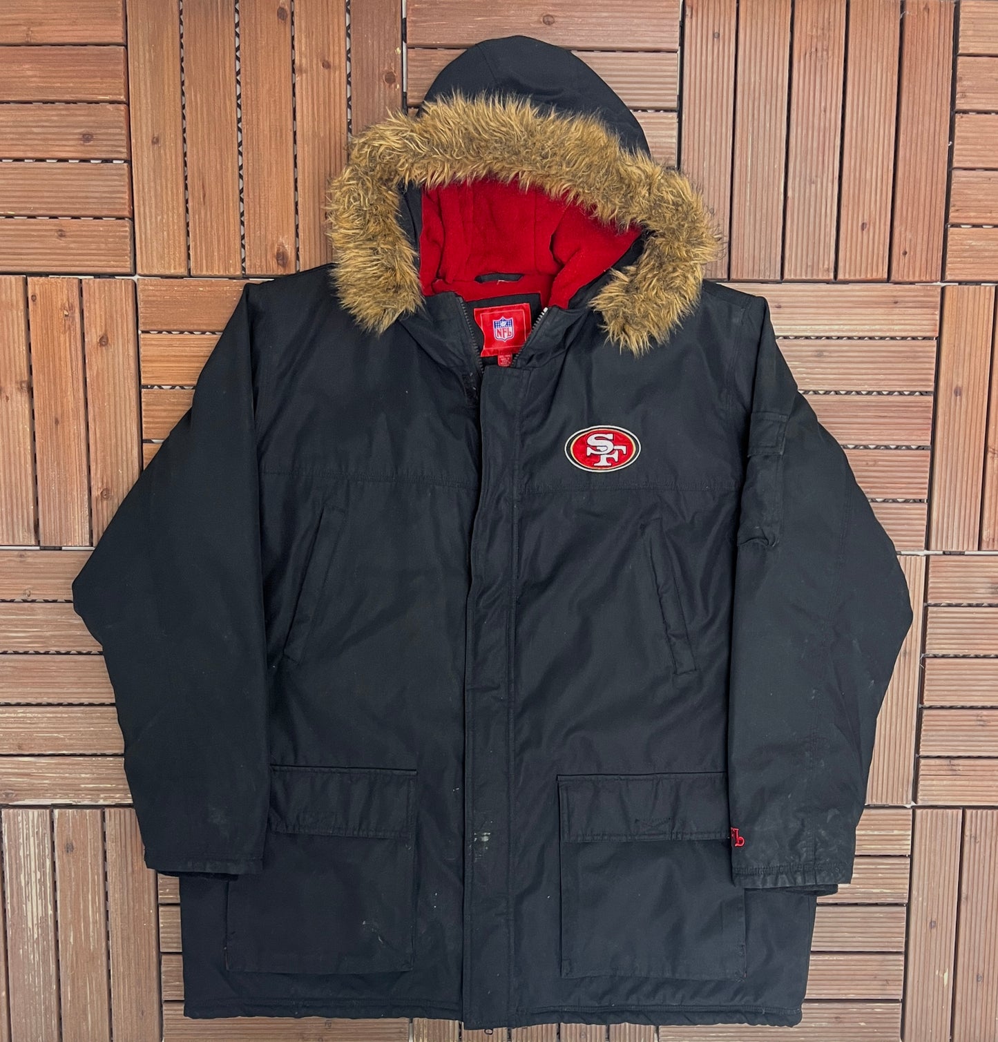 San Francisco 49ers Graphic Jacket | Size XX-Large | Vintage 2000s NFL Football Black Jacket |