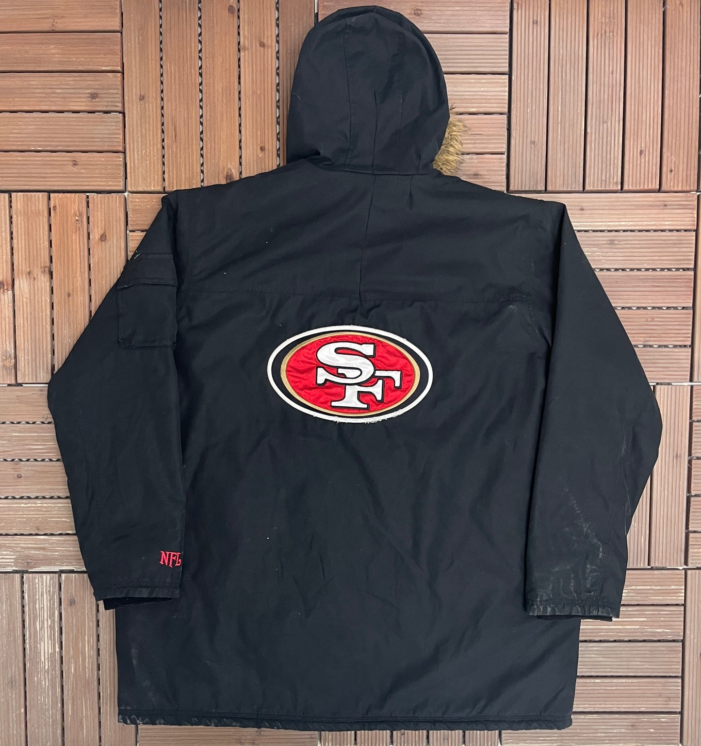 San Francisco 49ers Graphic Jacket | Size XX-Large | Vintage 2000s NFL Football Black Jacket |