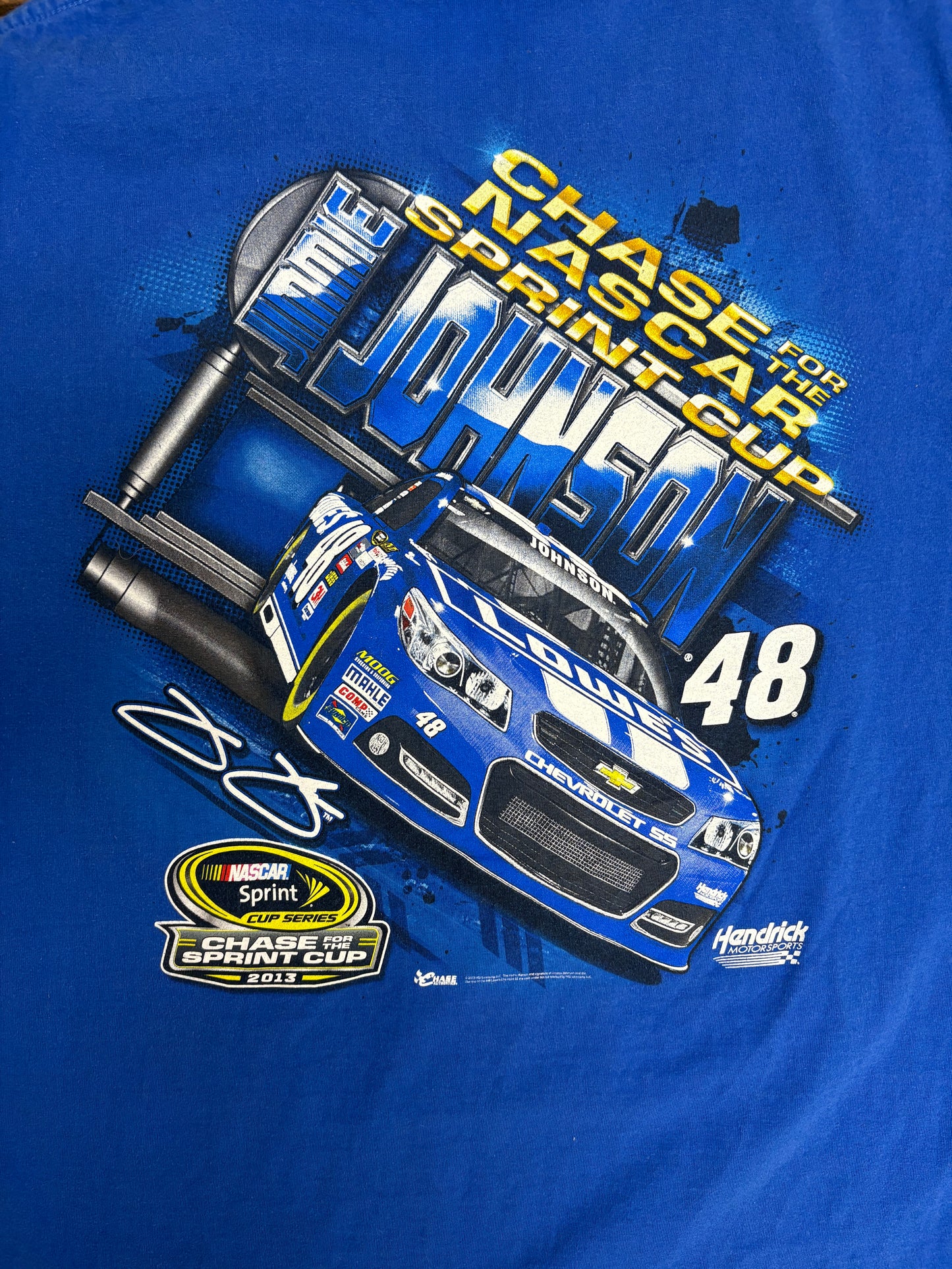 Jimmie Johnson NASCAR Sprint Cup Graphic Tee | Size Large | Vintage 2000s NASCAR Racing Blue T-Shirt |