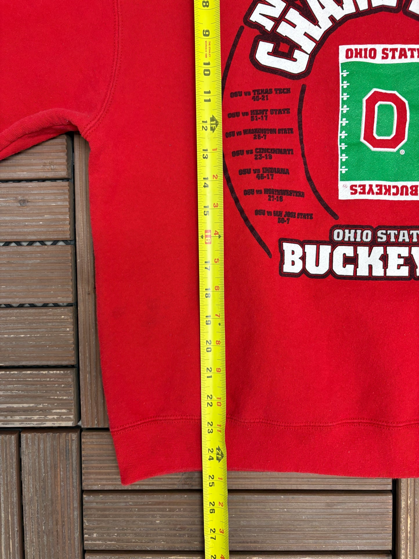 Ohio State Buckeyes National Champions 2002 Graphic Crewneck | Size Large | Vintage 2000s College Football Red Sweater |