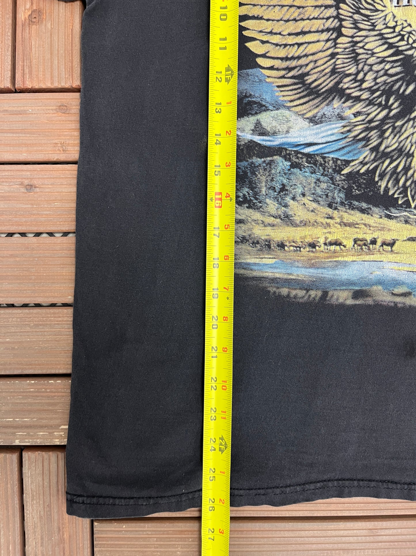 Eagle Scenic Nature Graphic Tee | Size X-Large | Vintage 2000s Eagle Black T-Shirt |