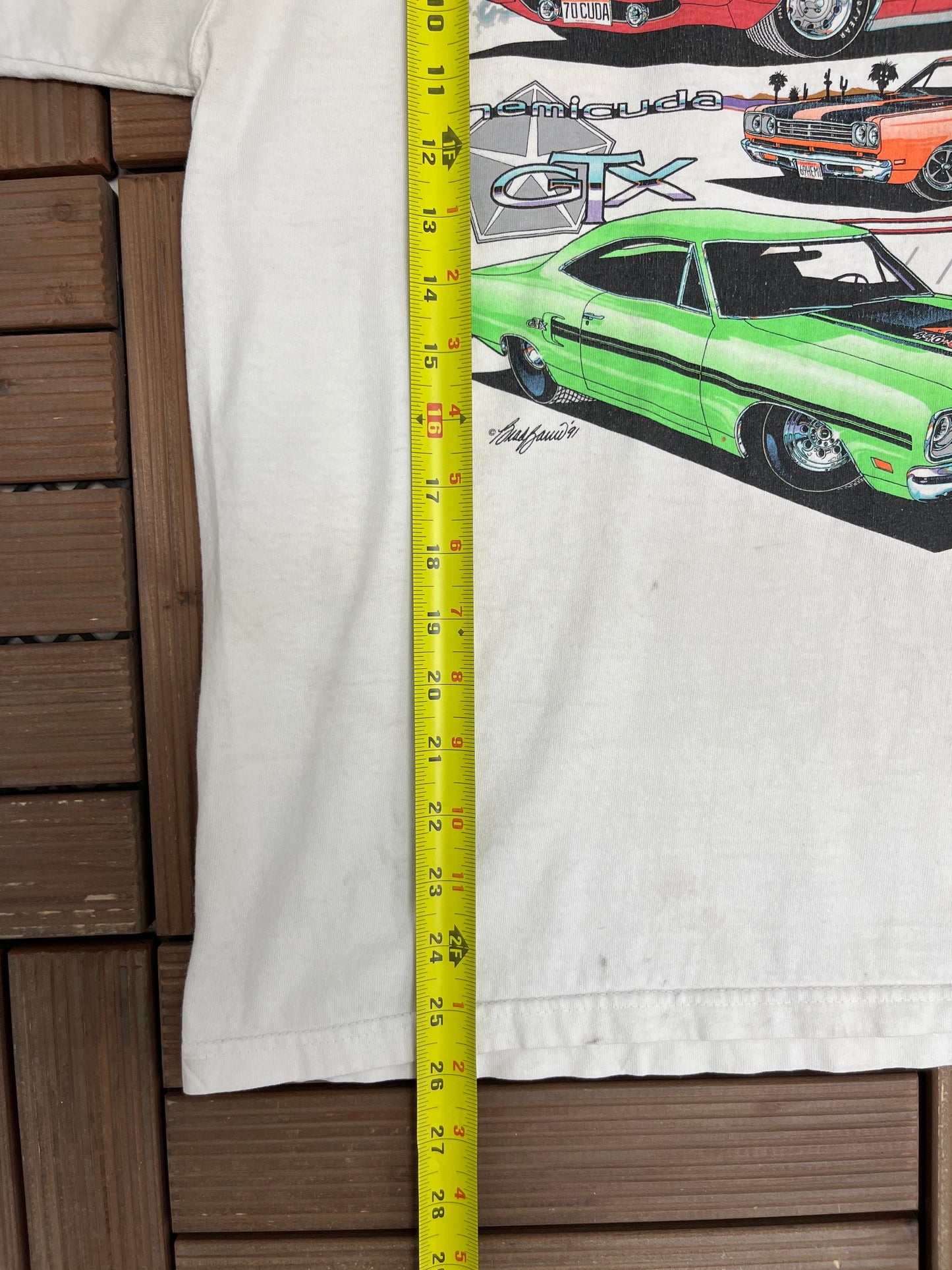 Plymouth Street Muscle Graphic Tee | Size Large | Vintage 2000s Car Show White T-Shirt |