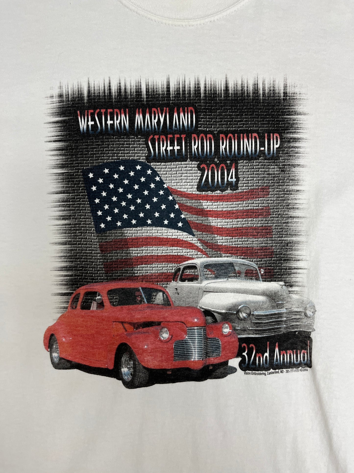 Western Maryland Street Rod 2004 Graphic Tee | Size Medium | Vintage 2000s Car Show White T-Shirt |