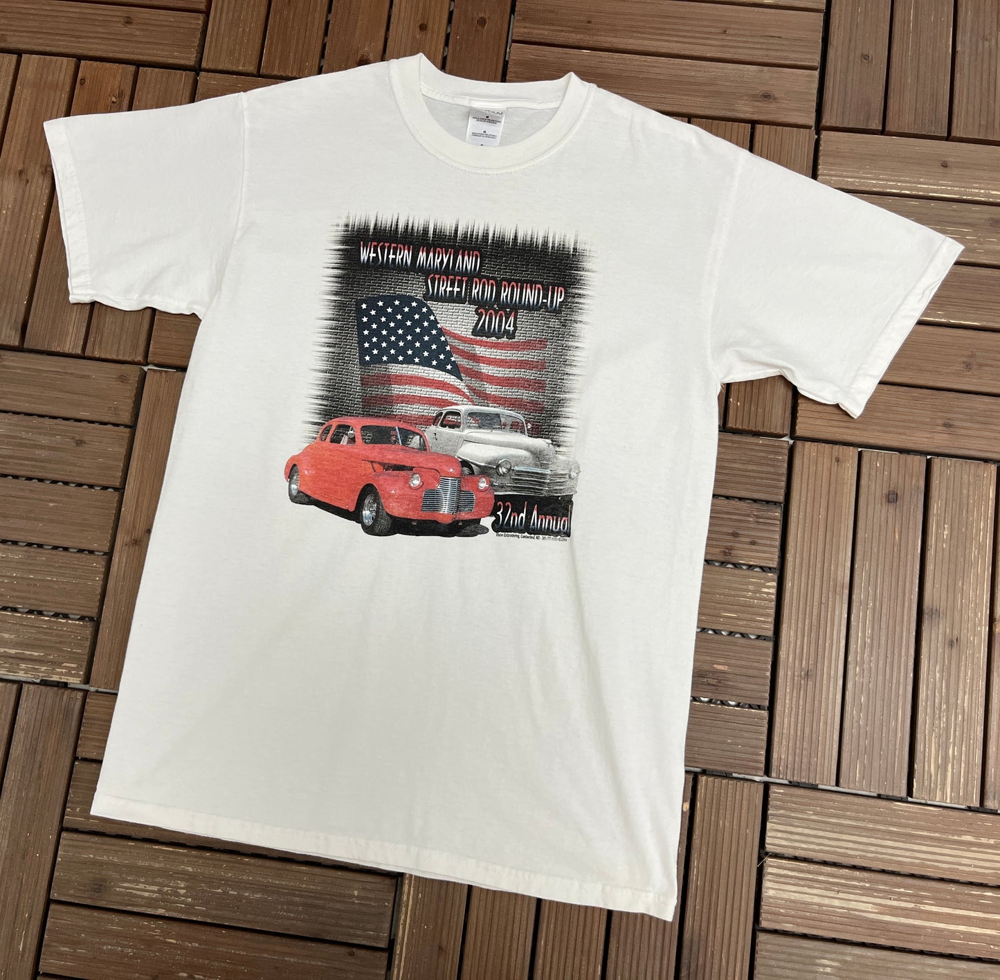 Western Maryland Street Rod 2004 Graphic Tee | Size Medium | Vintage 2000s Car Show White T-Shirt |