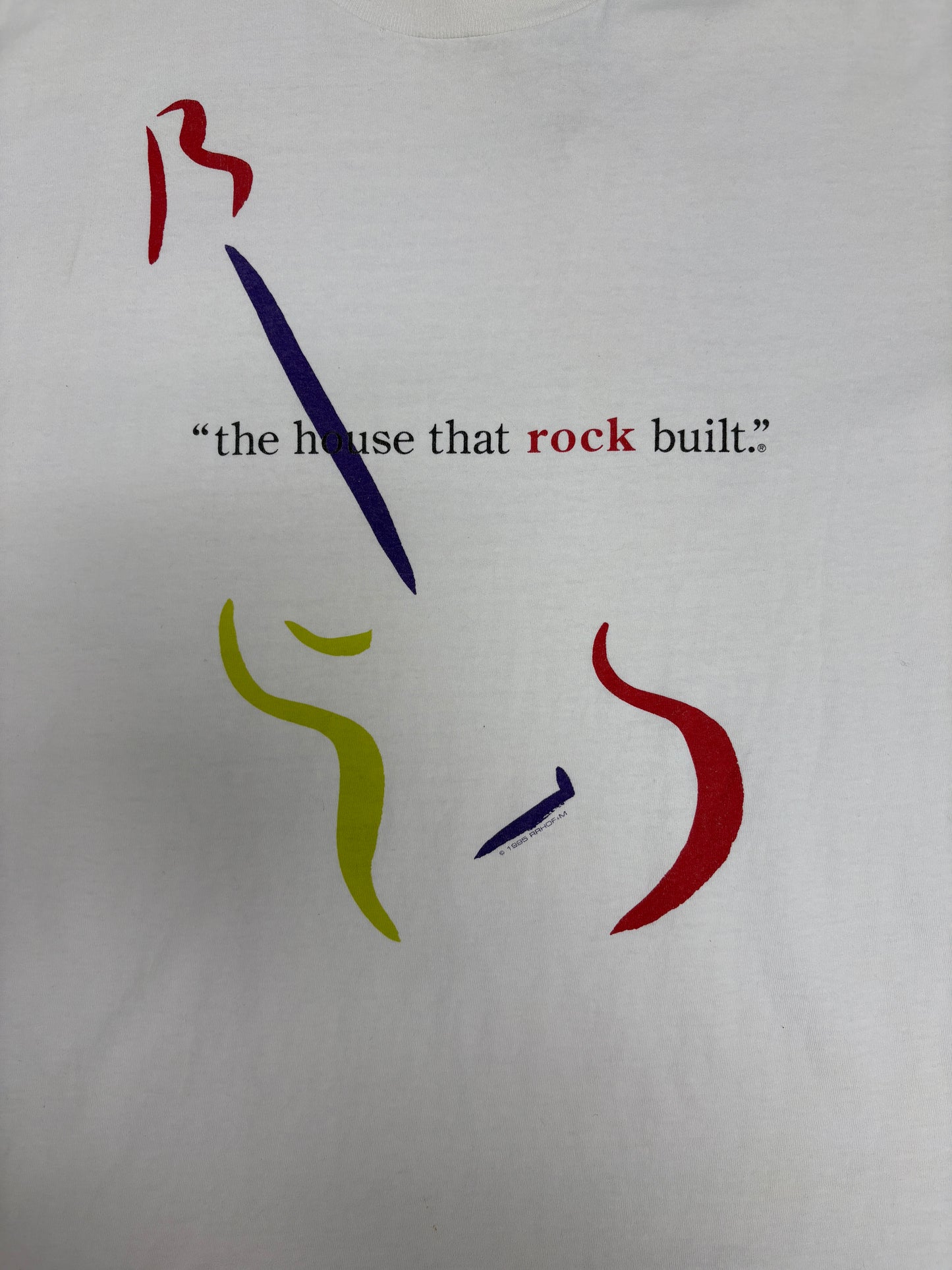 The House That Built Rock Graphic Tee | Size X-Large | Vintage 1990s Rock & Roll Hall Of Fame White T-Shirt |