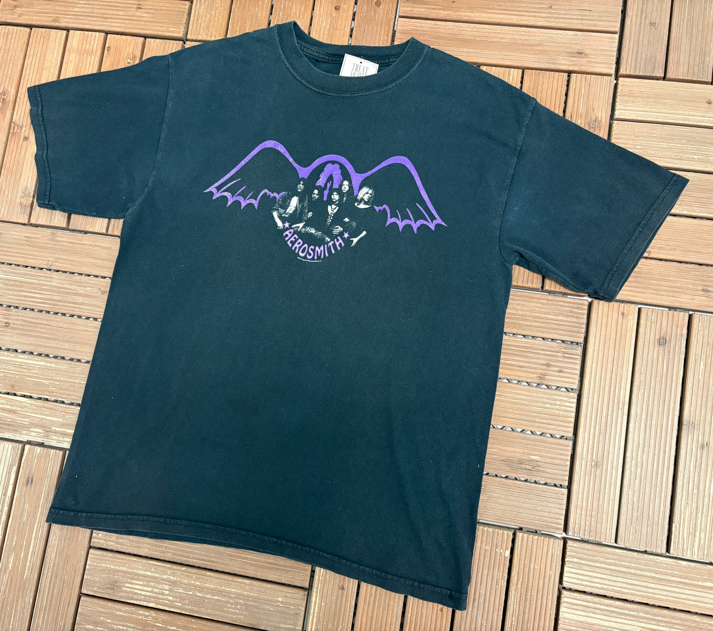 Aerosmith Get Your Wings Graphic Tee | Size Large | Vintage 2000s Rock Band Black T-Shirt |