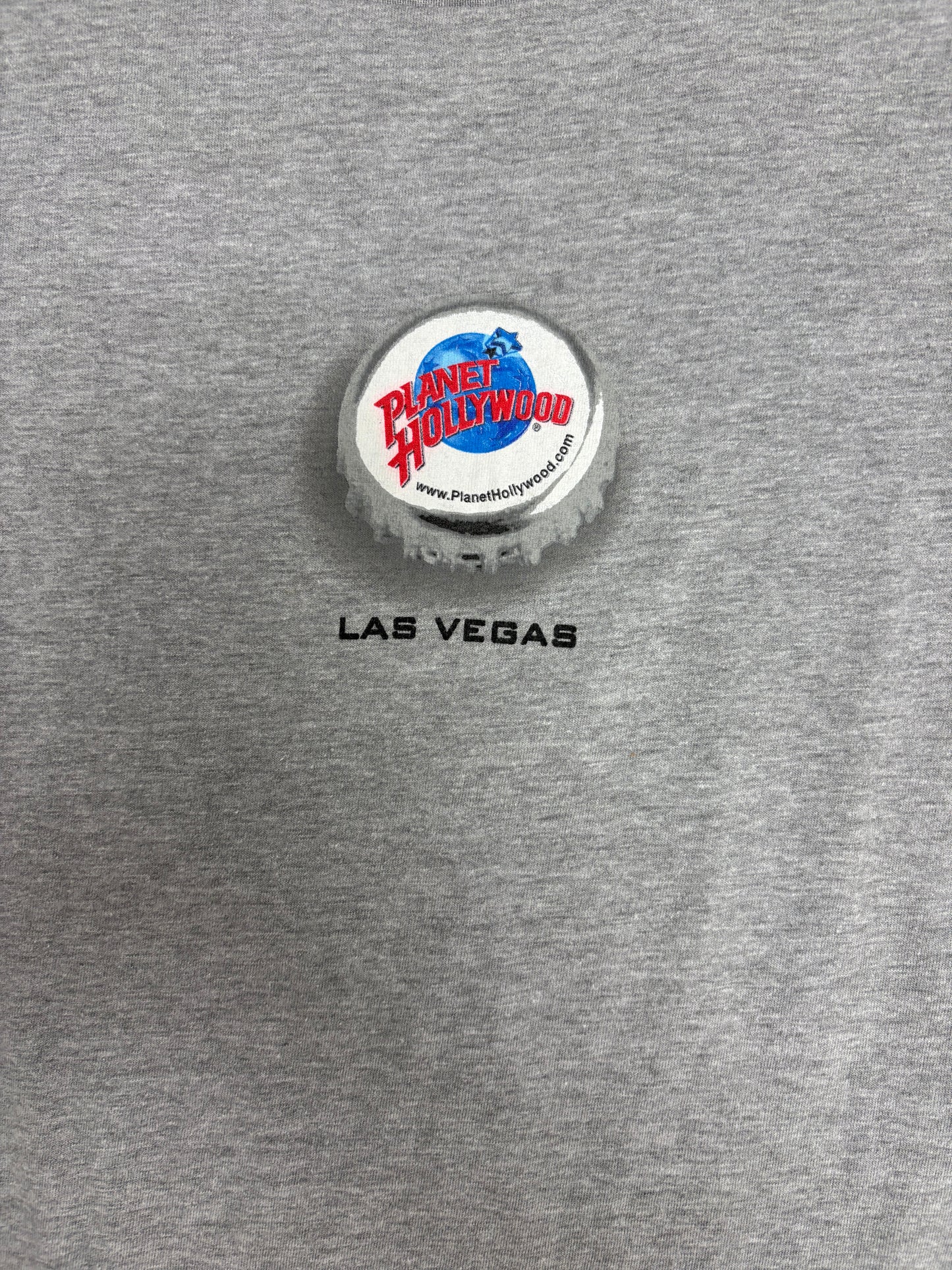 Planet Hollywood Las Vegas Graphic Tee | Size Large | Vintage 2000s Promotional Grey T-Shirt |