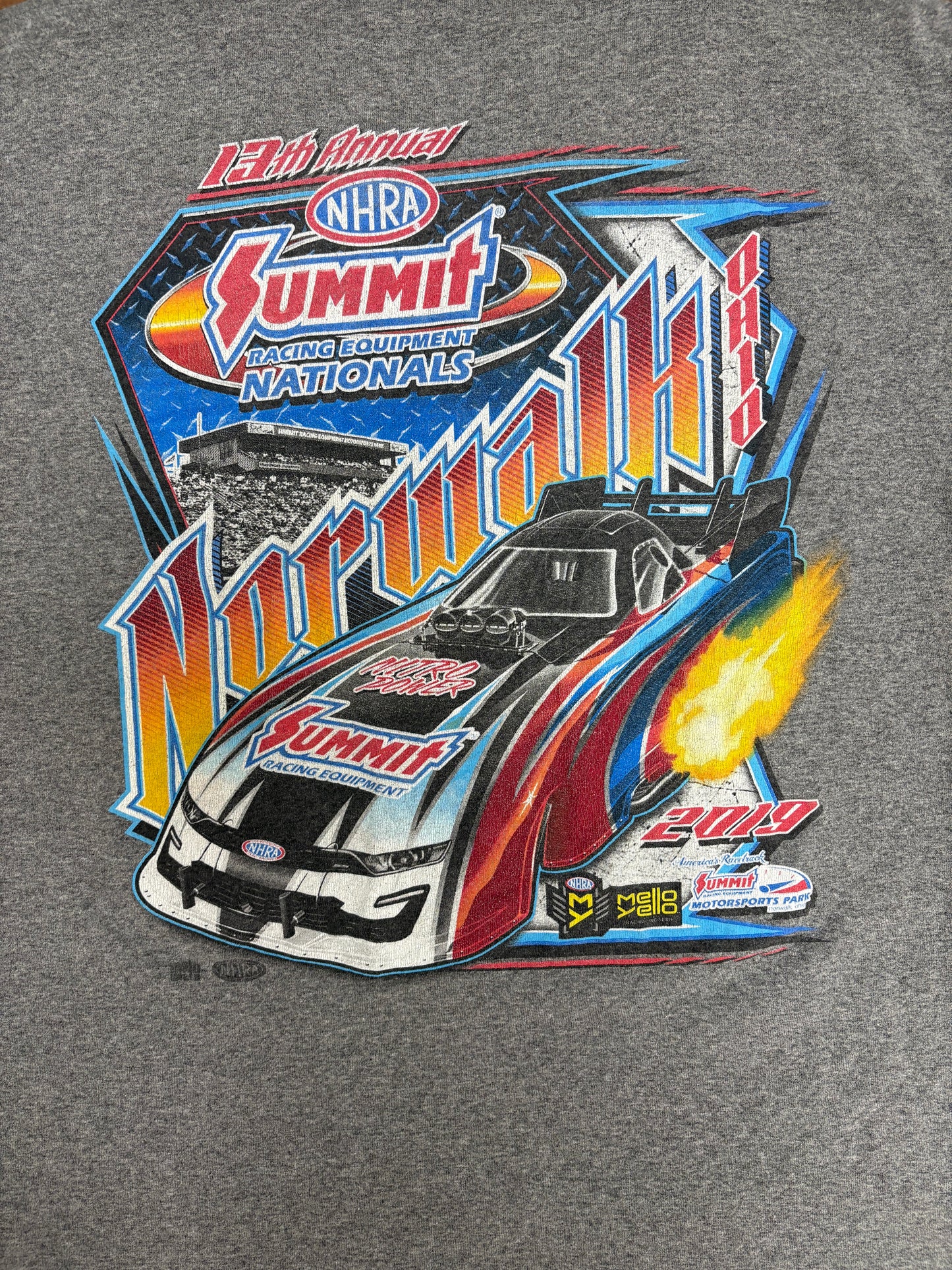 13th Annual NHRA Summit Racing Nationals Graphic Tee | Size Large | Modern Racing T-Shirt |