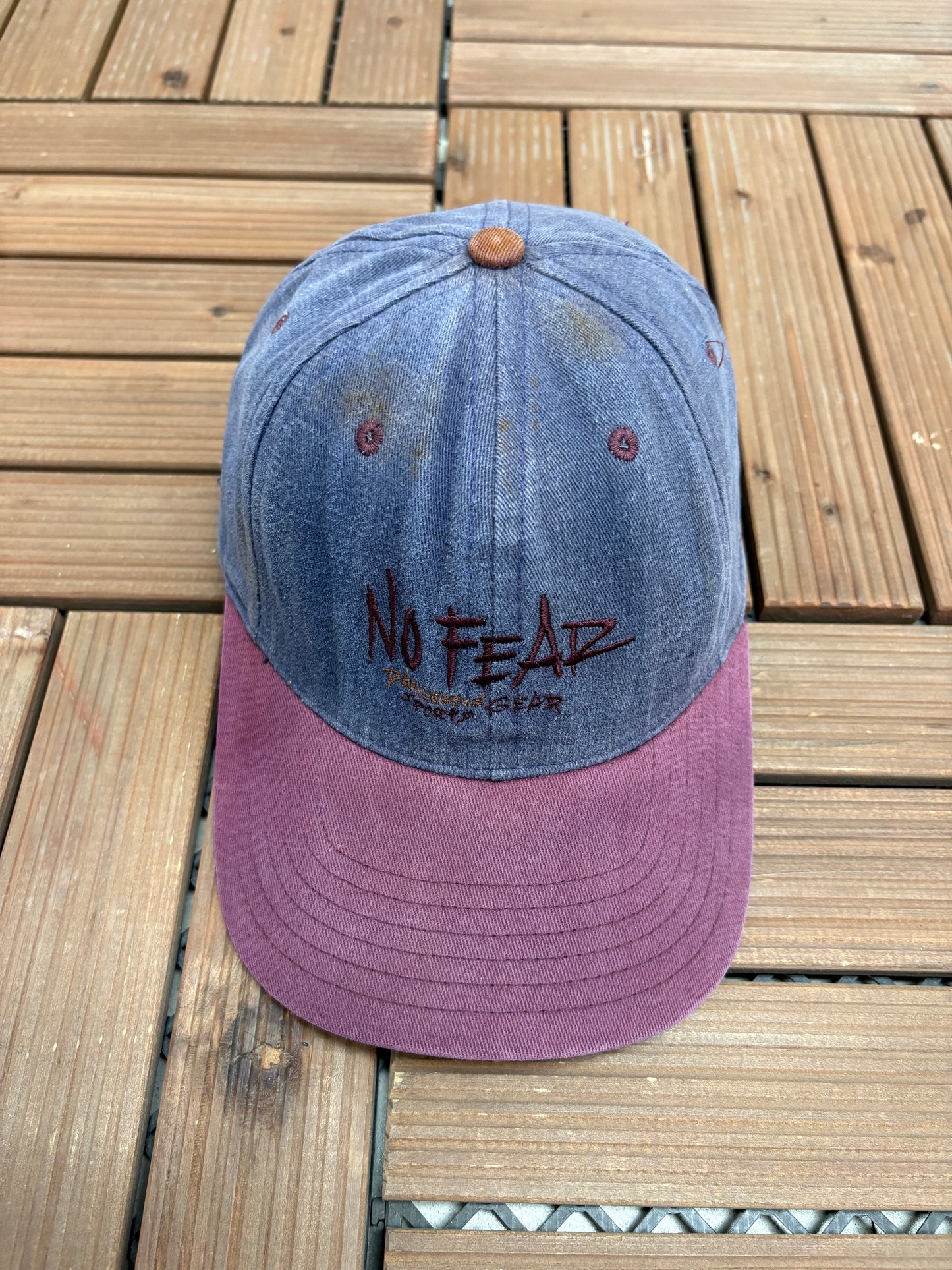 No Fear Dangerous Sports Gear Embroidered Hat | Snap Back | Vintage 1990s Branded Blue Cap |