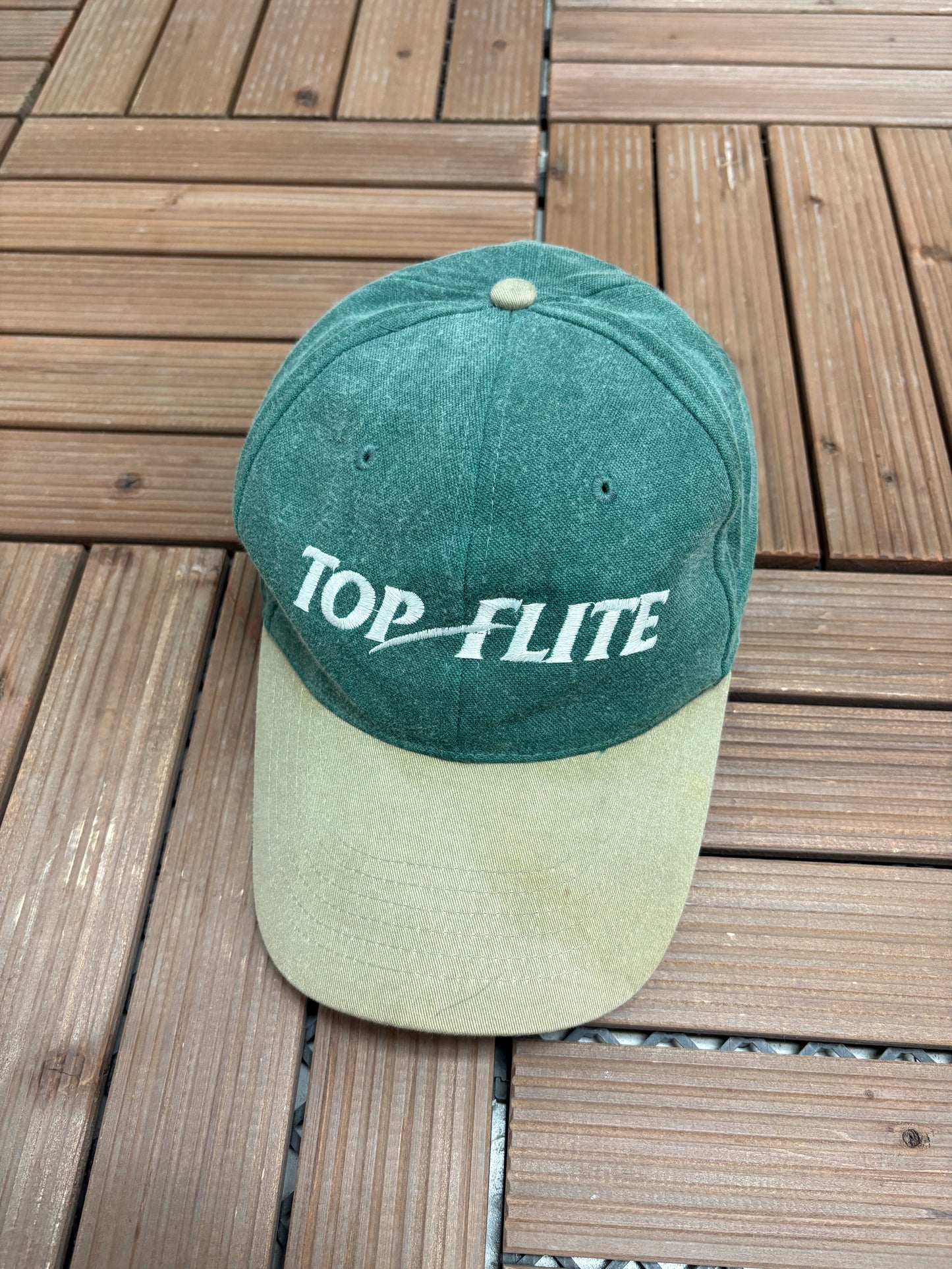 Top-Flite Embroidered Graphic Hat | Metal Clasp | Vintage 1990s Branded Golf Green Cap |